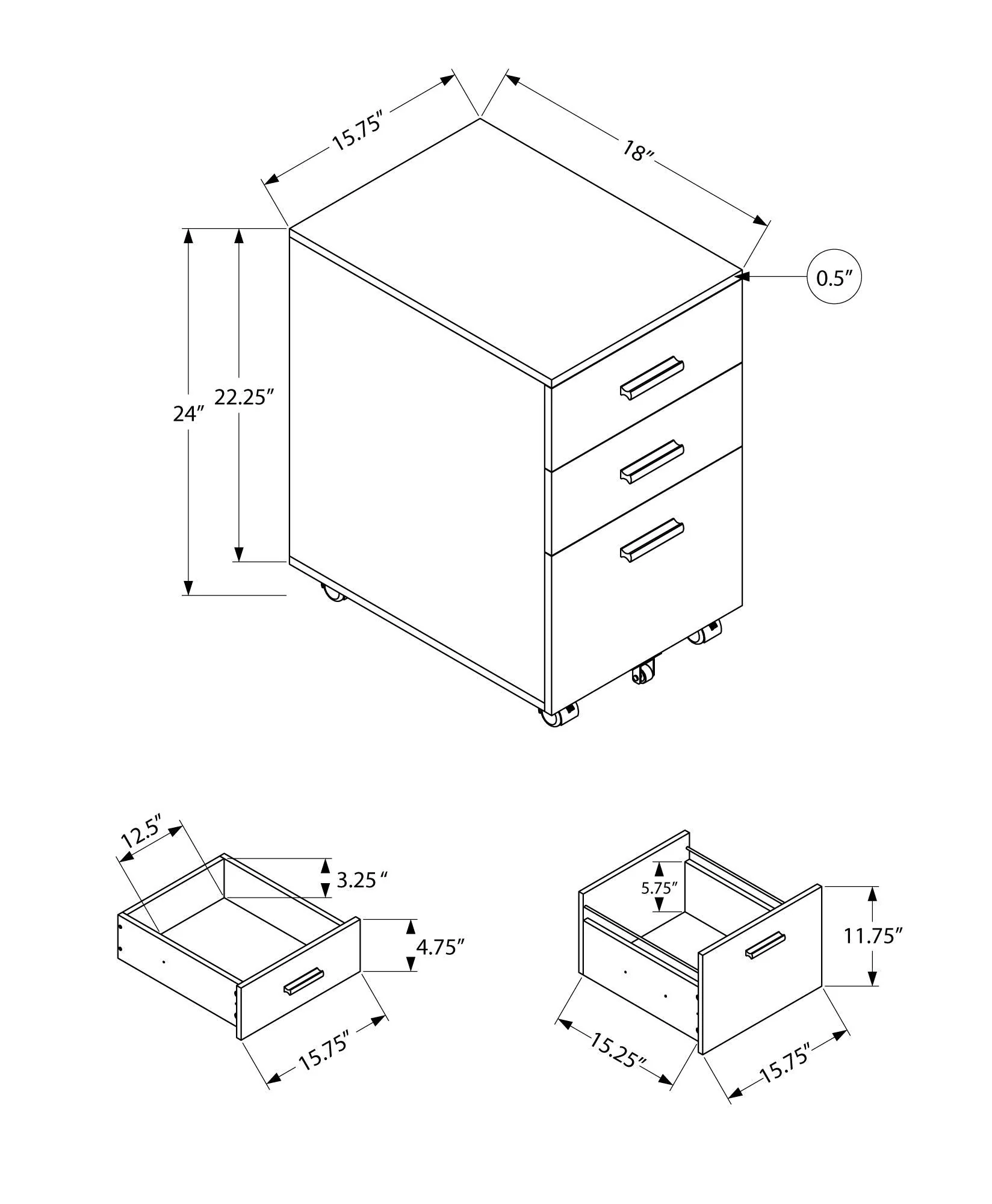File Cabinet, Rolling Mobile, Storage Drawers, Printer Stand, Office, Work, Contemporary, Modern - Image 4
