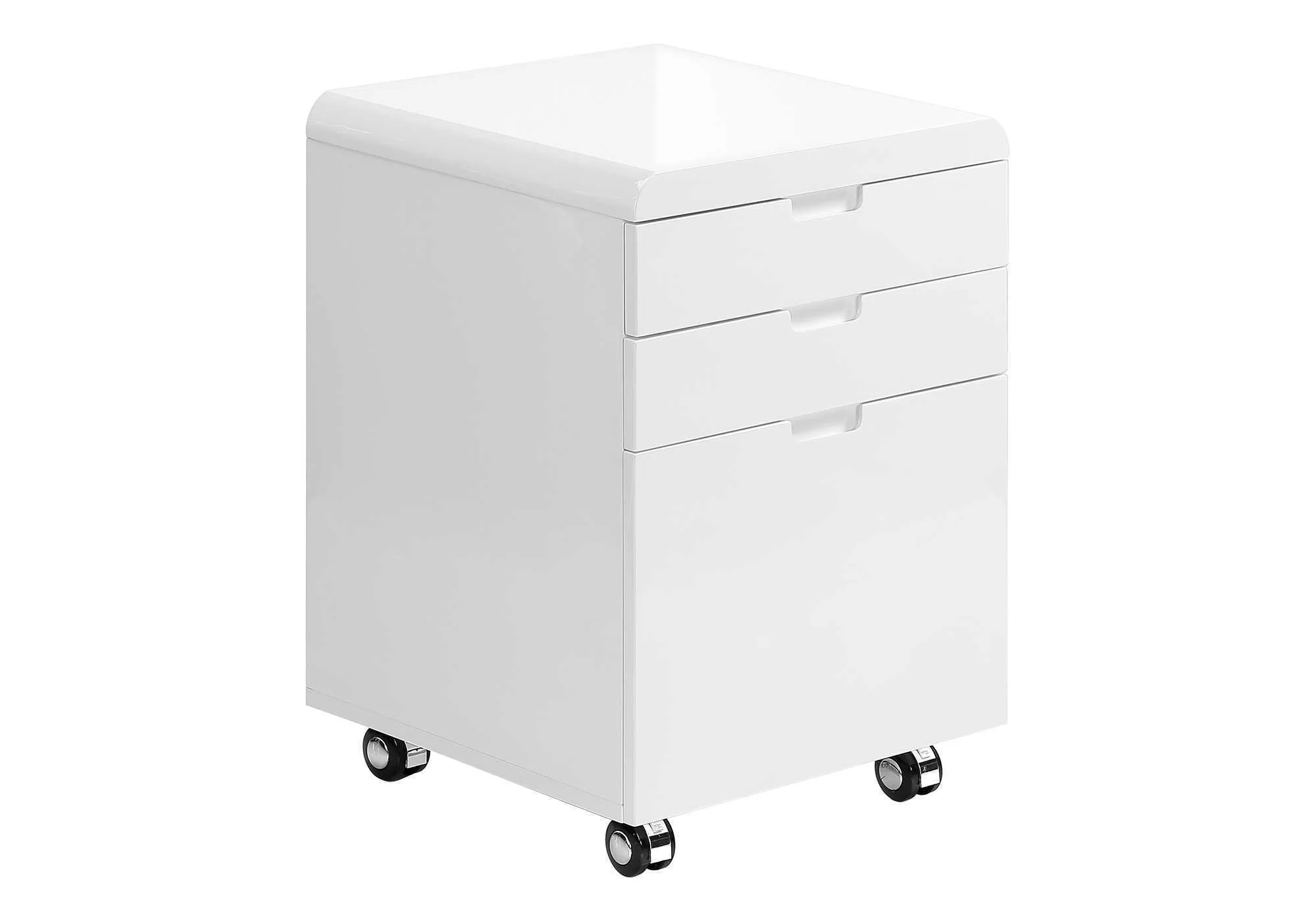 File Cabinet, Rolling Mobile, Storage Drawers, Printer Stand, Office, Work, Glossy Contemporary, Modern - White - Image 2