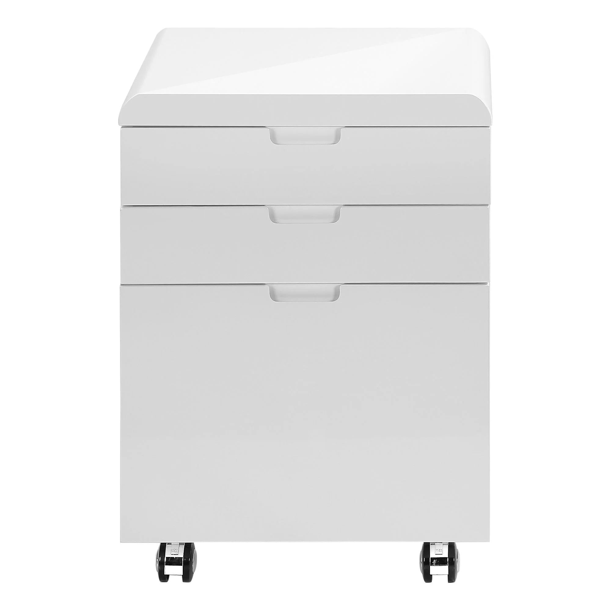 File Cabinet, Rolling Mobile, Storage Drawers, Printer Stand, Office, Work, Glossy Contemporary, Modern - White - Image 4