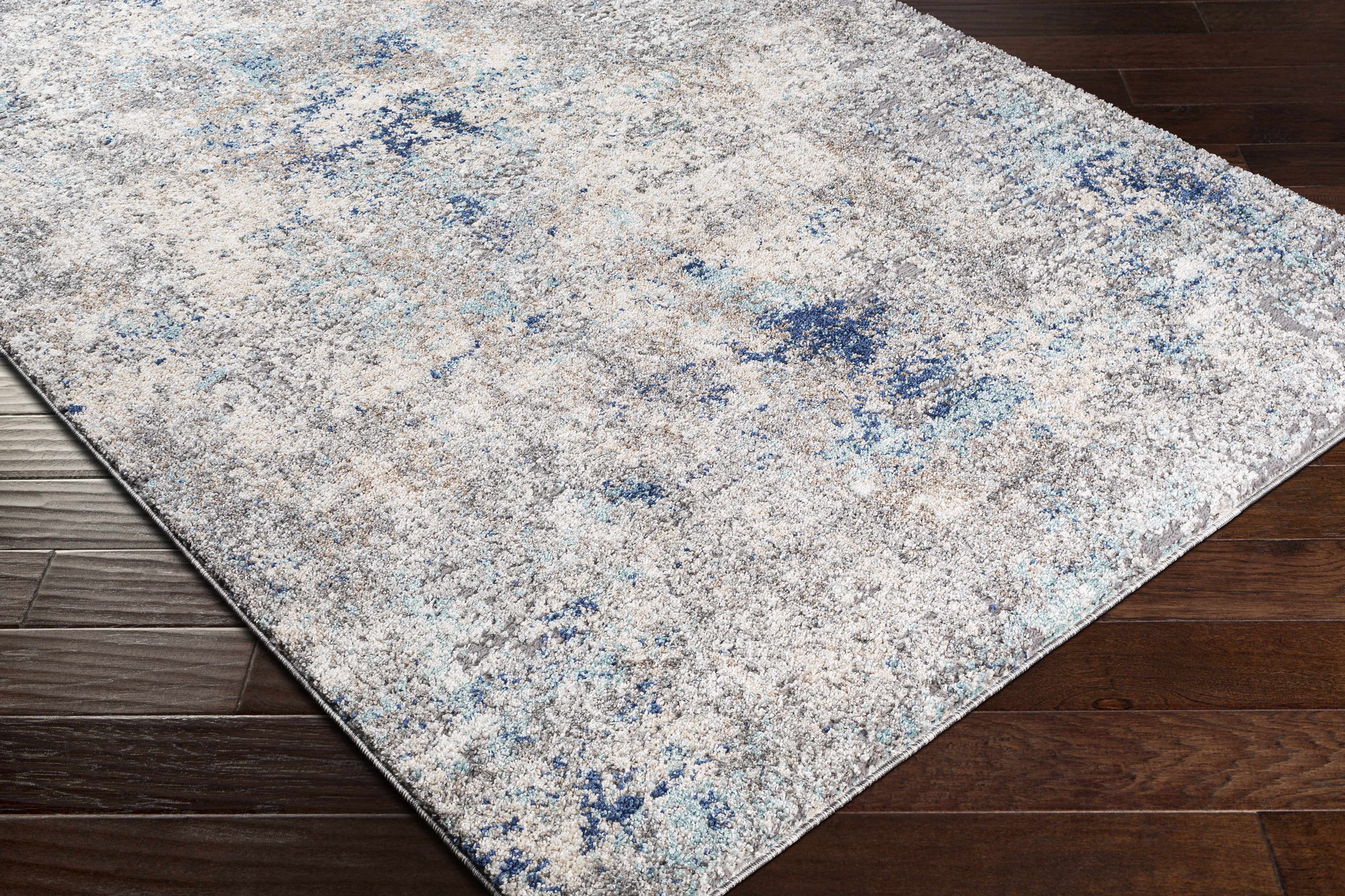 Findochty Blue&Gray Abstract Area Rug - Image 3