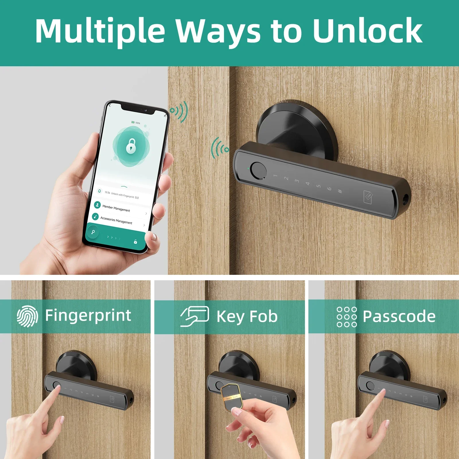 Fingerprint Smart Door Lock with App Control Touchscreen Keypad Passcode Unlock - Image 4