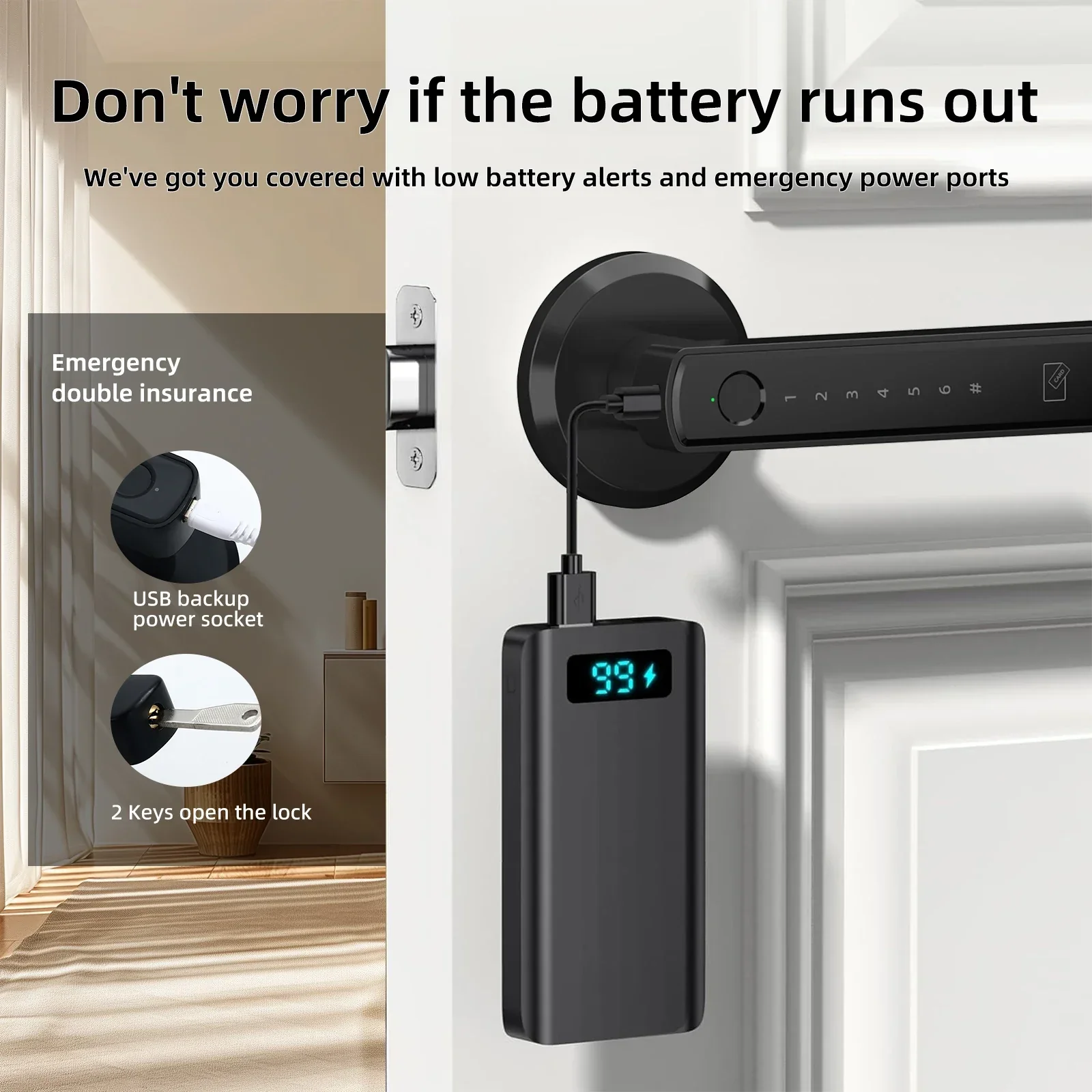 Fingerprint Smart Door Lock with App Control Touchscreen Keypad Passcode Unlock - Image 5