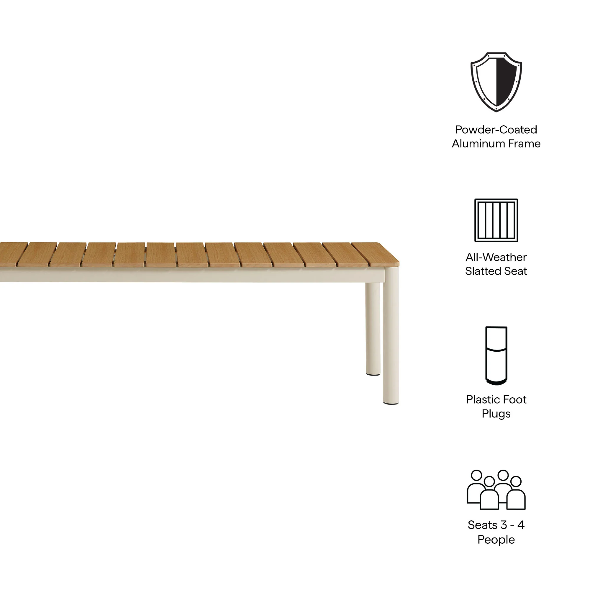 Finn Outdoor Patio Aluminum Bench Set of 2 by Modway - Image 3