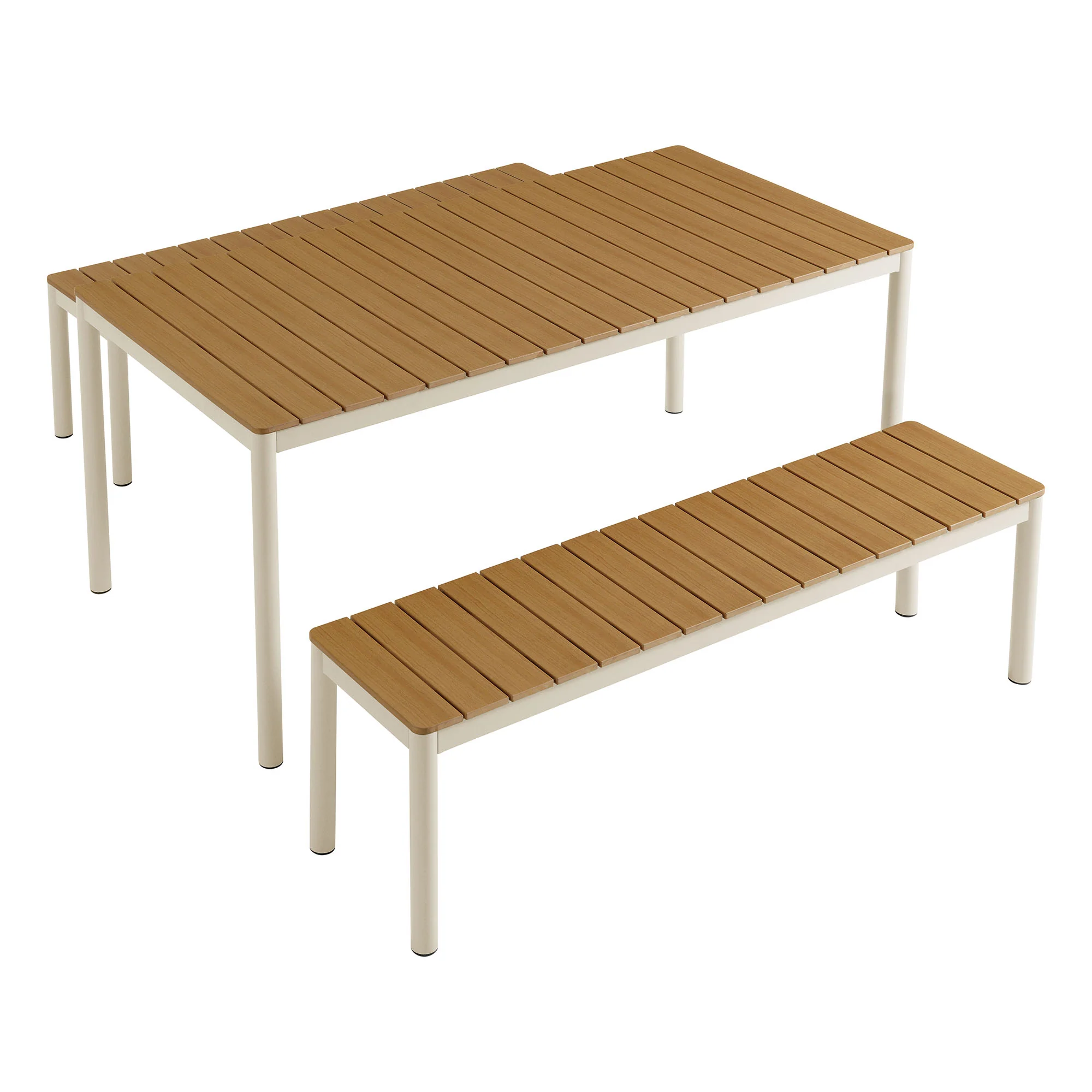 Finn Outdoor Patio Aluminum Faux Wood Dining Set with Benches by Modway - Image 5
