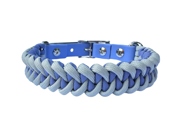 Fishtail Hand Braided Dog Collar in Lavender & Smoke - Image 11