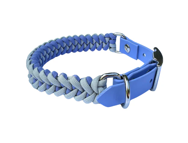 Fishtail Hand Braided Dog Collar in Lavender & Smoke - Image 9