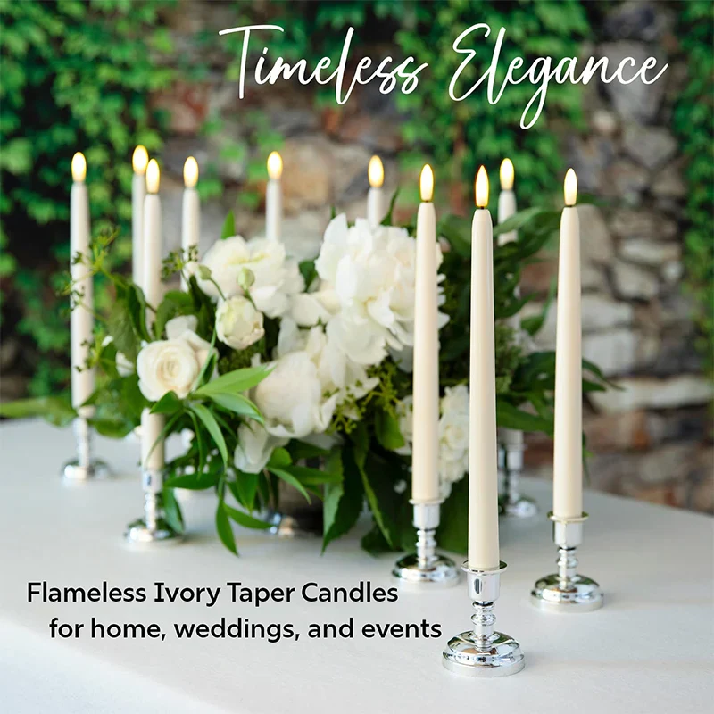 Flameless LED Taper Candles Battery Operated Flickering Set for Decor - Image 3