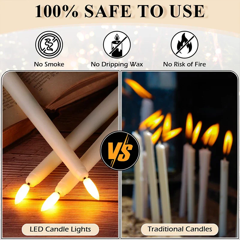 Flameless LED Taper Candles Battery Operated Flickering Set for Decor - Image 4
