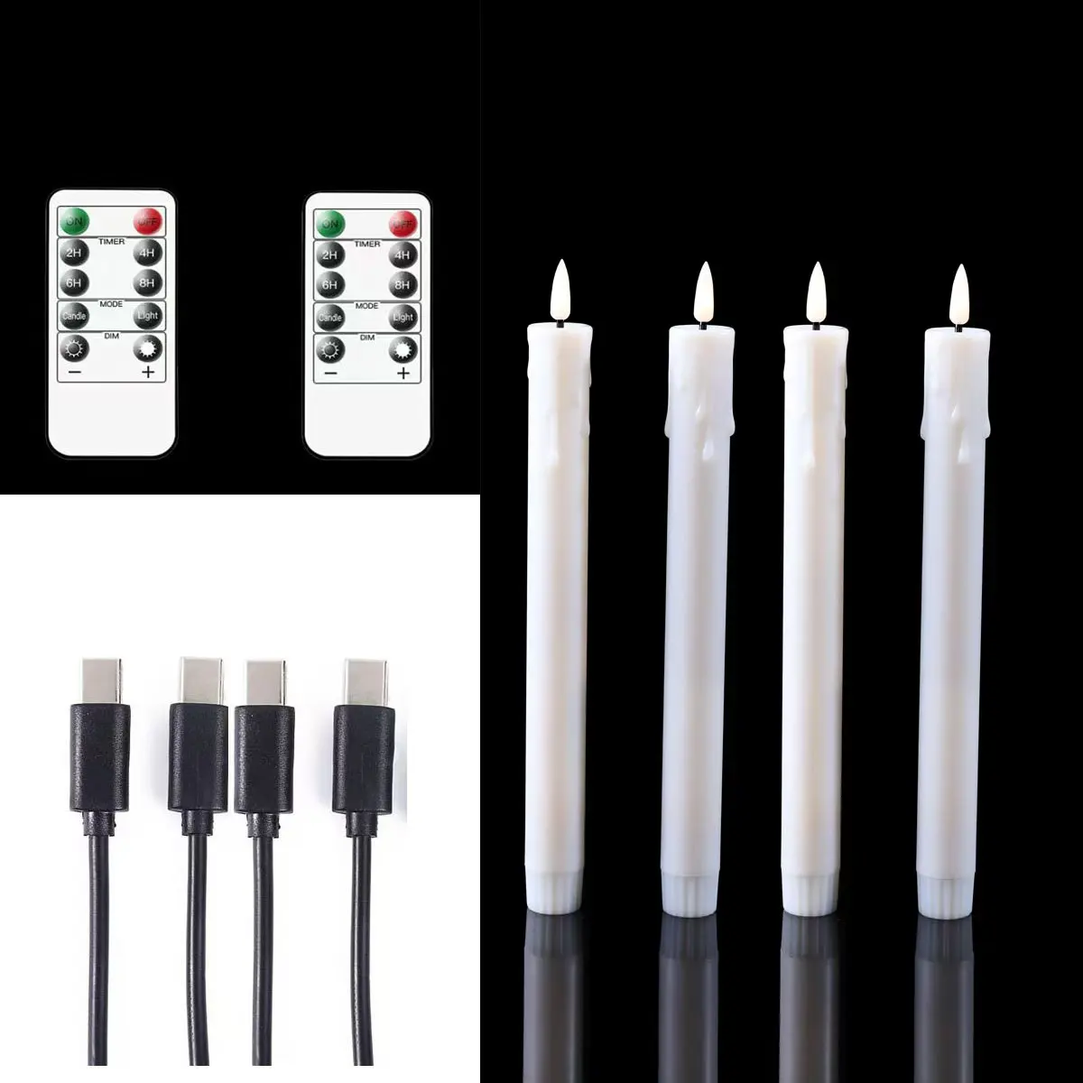 Flameless LED Taper Candles Remote USB Rechargeable Warm White 10 Inch Set - Image 10