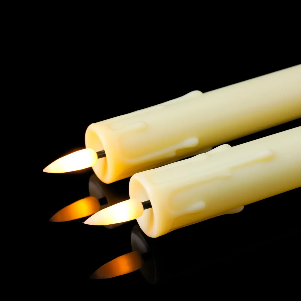Flameless LED Taper Candles Remote USB Rechargeable Warm White 10 Inch Set - Image 3