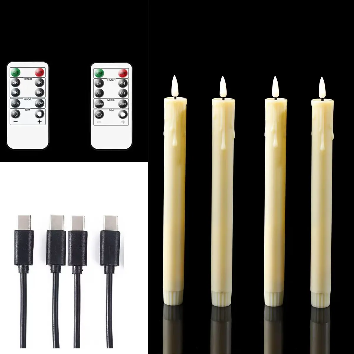 Flameless LED Taper Candles Remote USB Rechargeable Warm White 10 Inch Set - Image 7