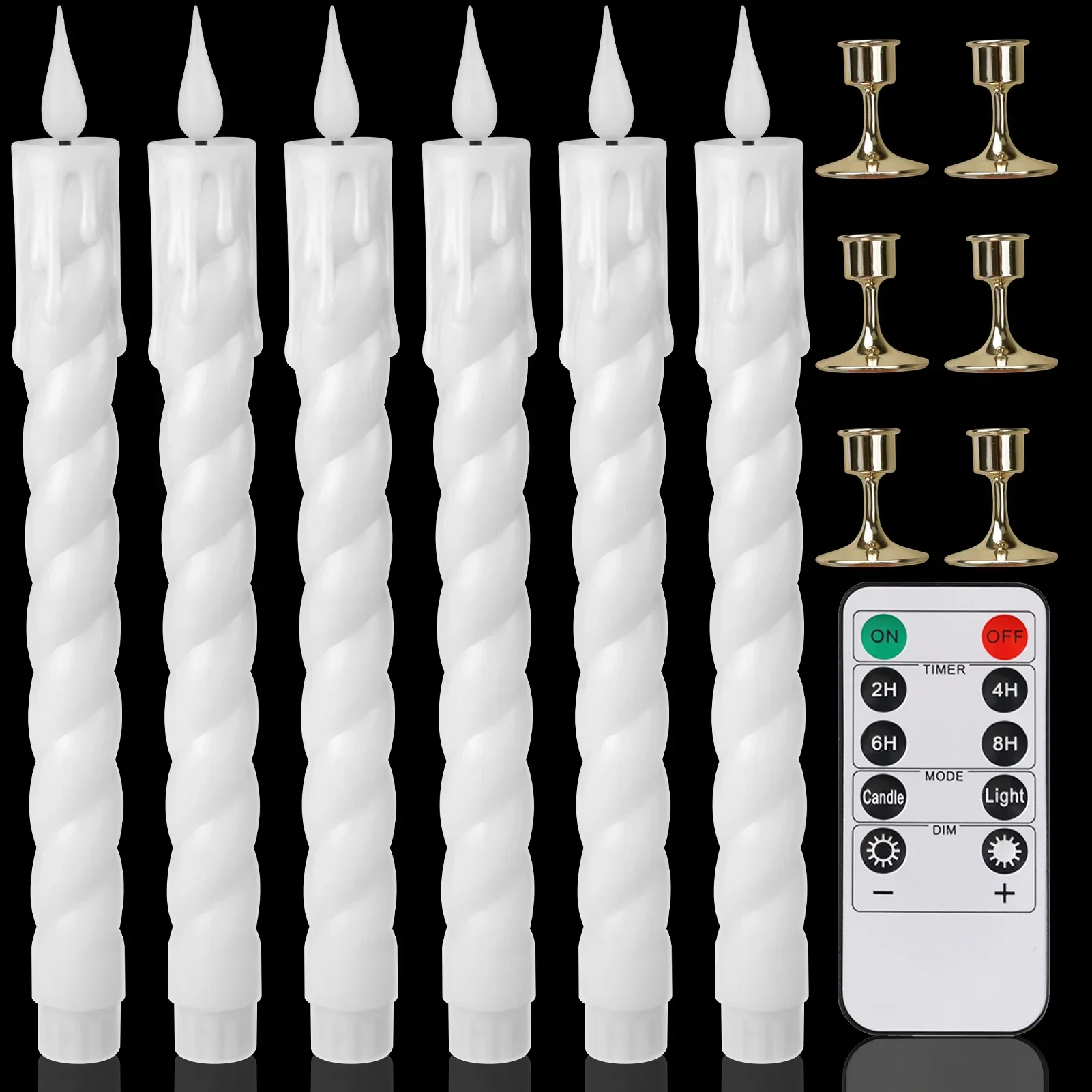 Flameless LED Taper Candles with Remote Flickering Battery Operated Set - Image 10