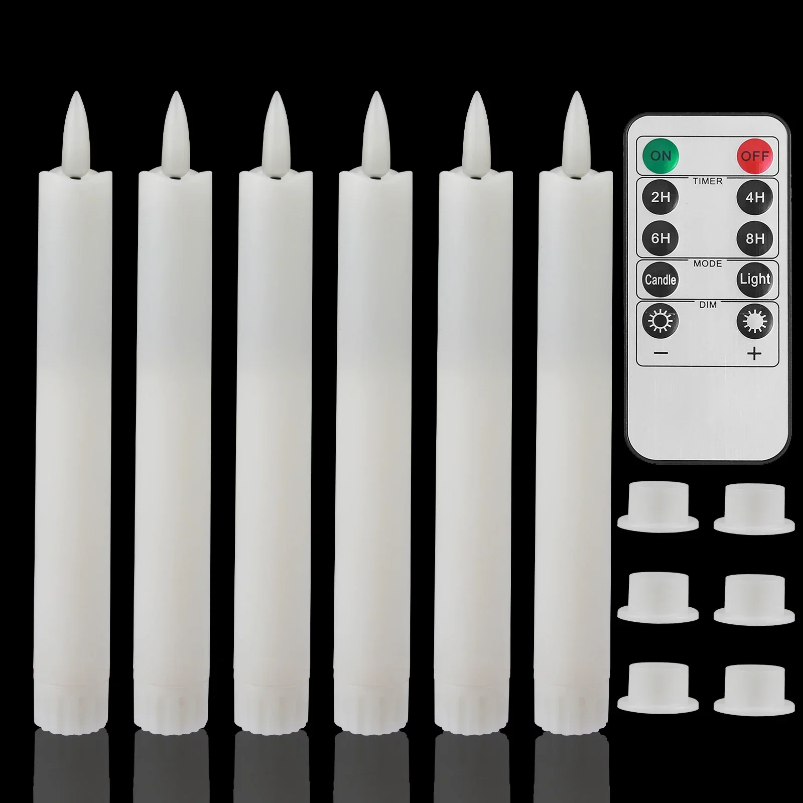 Flameless LED Taper Candles with Remote Flickering Battery Operated Set - Image 12