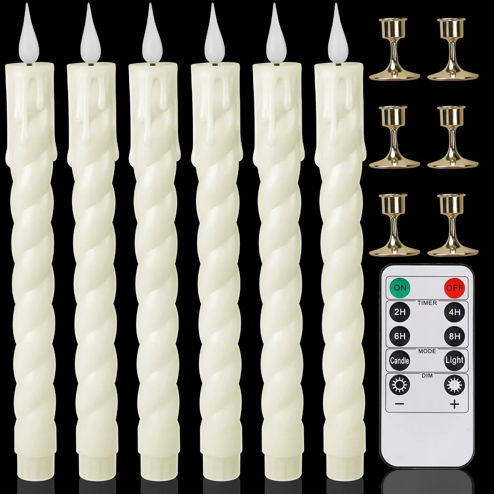 Flameless LED Taper Candles with Remote Flickering Battery Operated Set - Image 13
