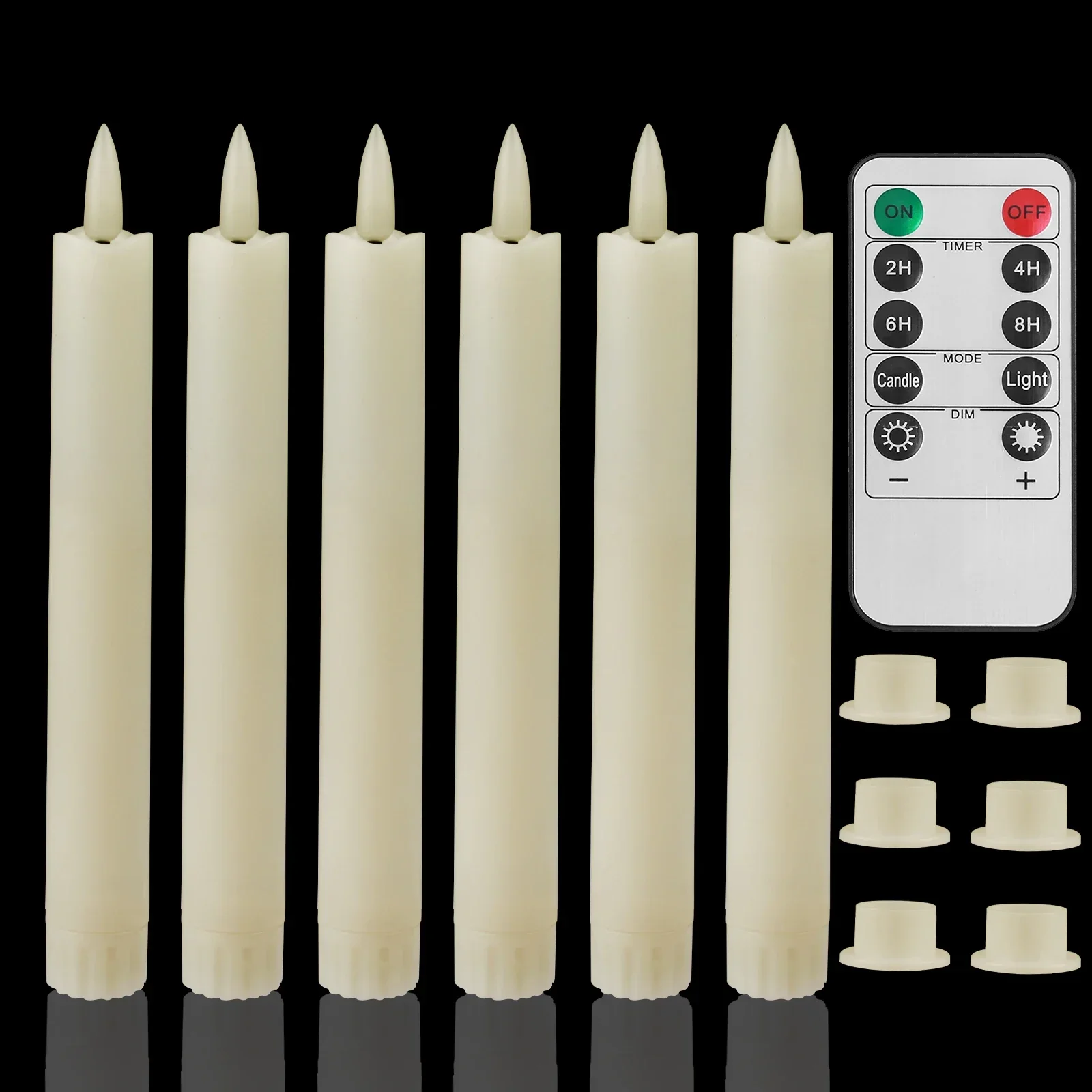 Flameless LED Taper Candles with Remote Flickering Battery Operated Set - Image 14