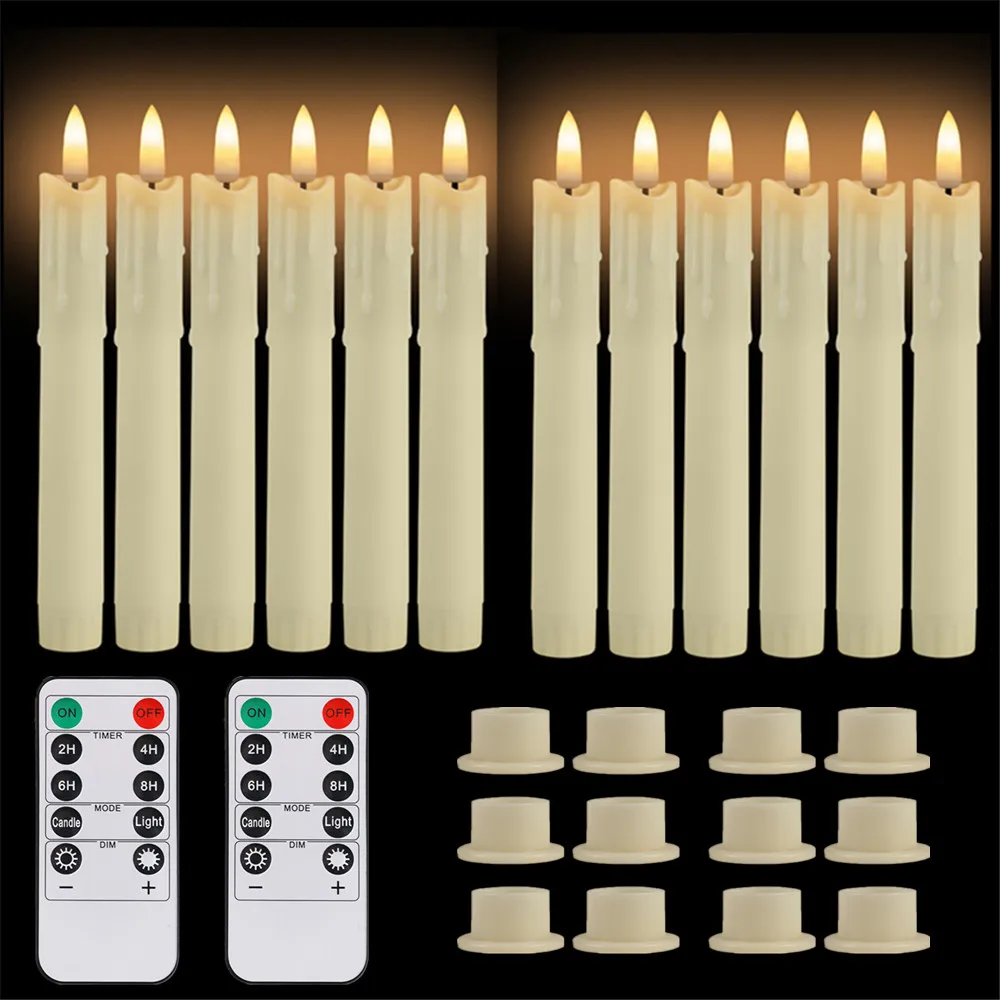 Flameless LED Taper Candles with Remote Flickering Battery Operated Set - Image 15