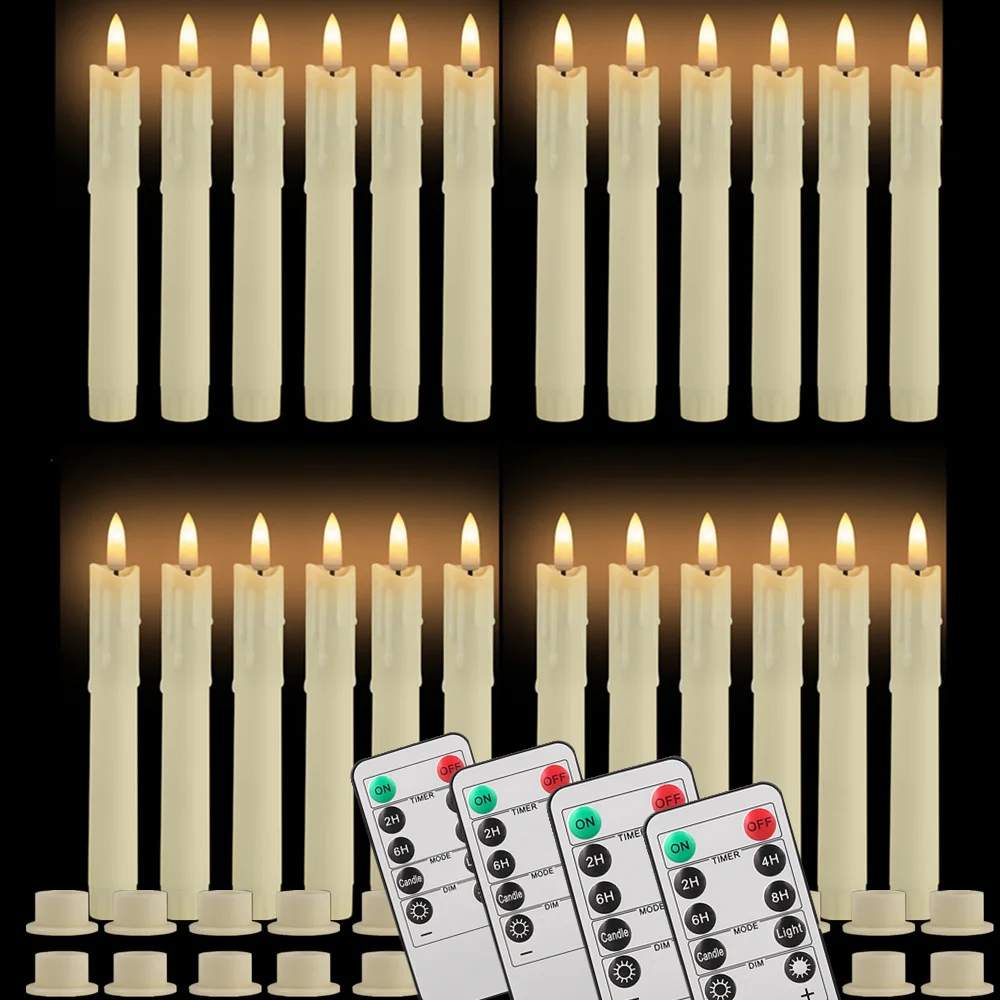 Flameless LED Taper Candles with Remote Flickering Battery Operated Set - Image 16