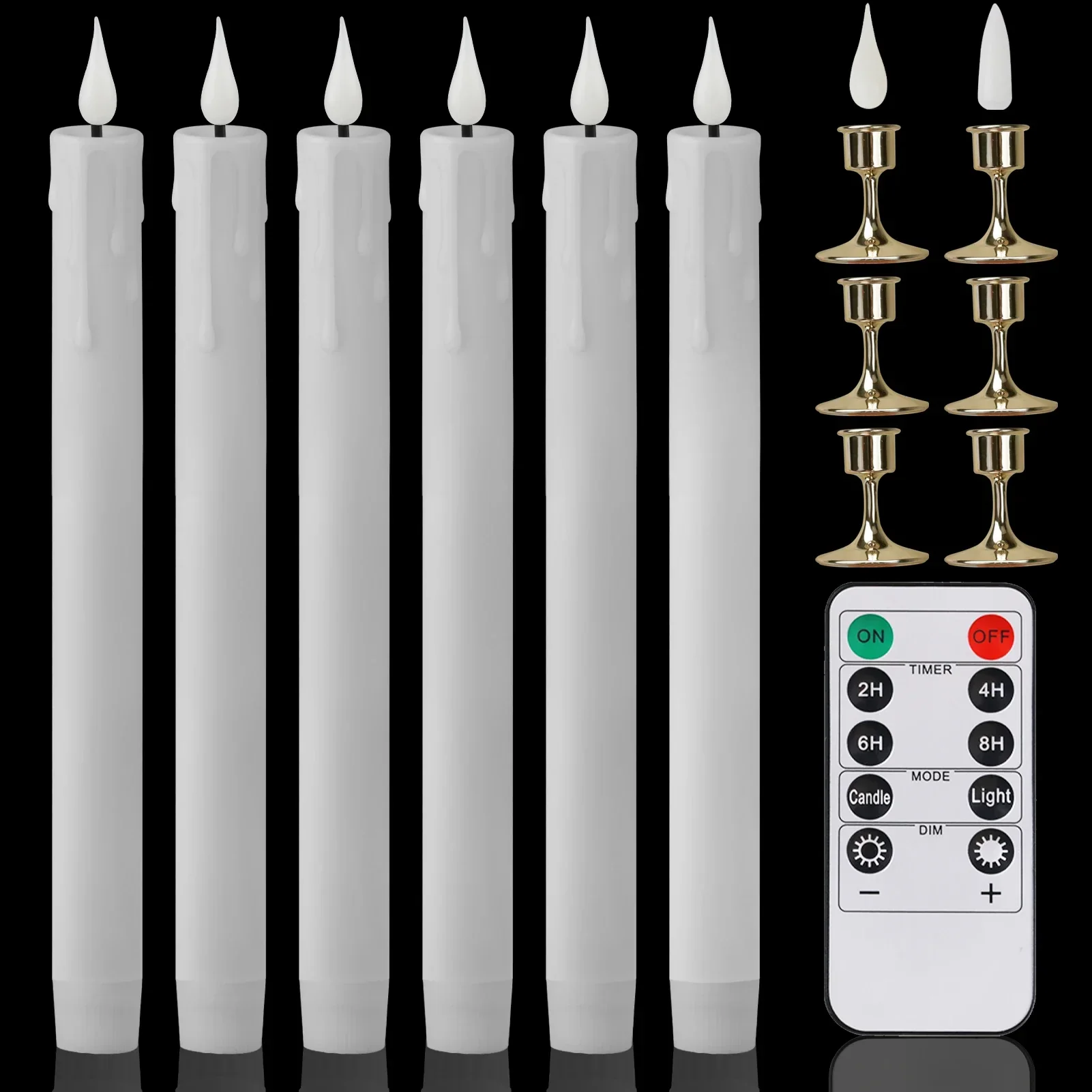 Flameless LED Taper Candles with Remote Flickering Battery Operated Set - Image 17