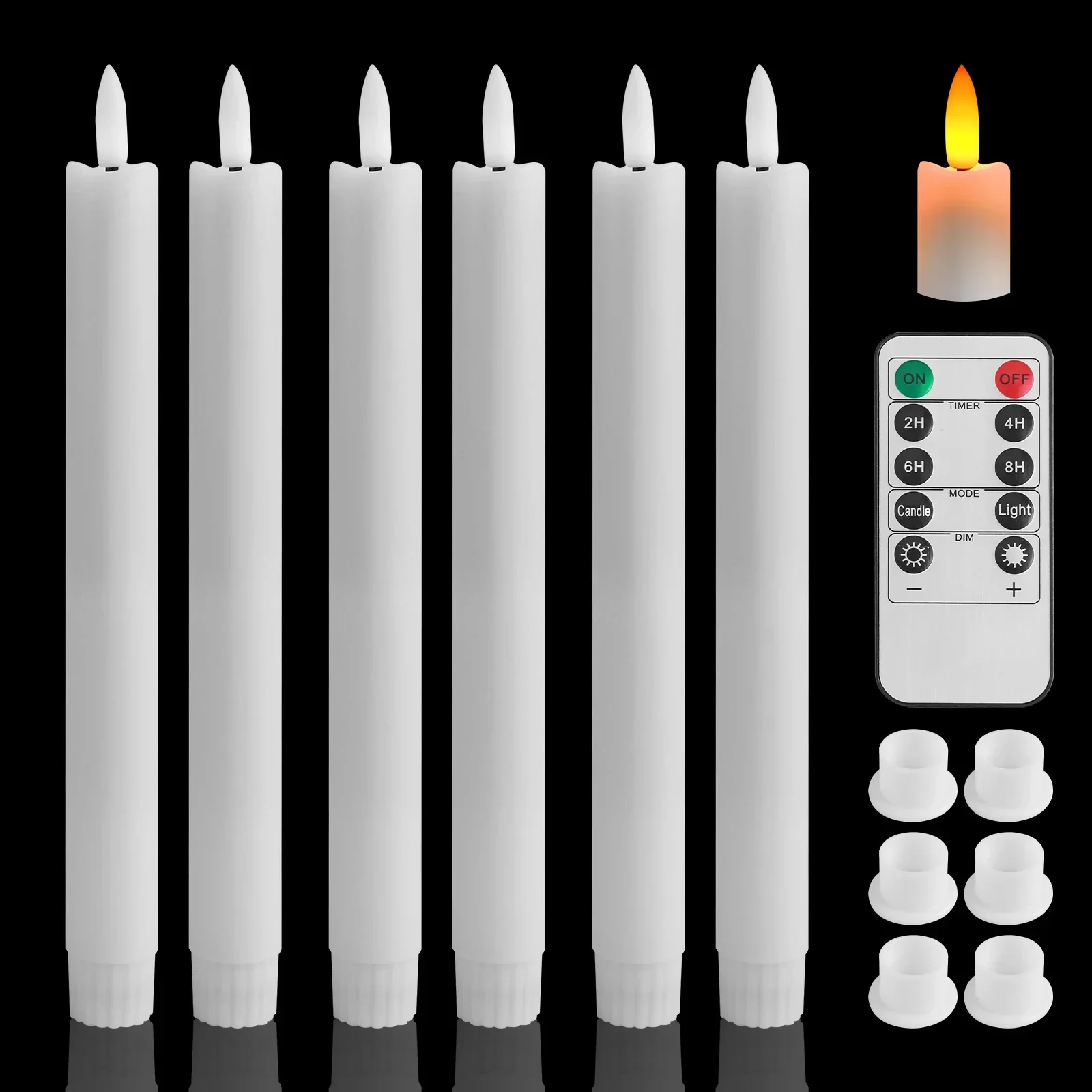 Flameless LED Taper Candles with Remote Flickering Battery Operated Set - Image 18