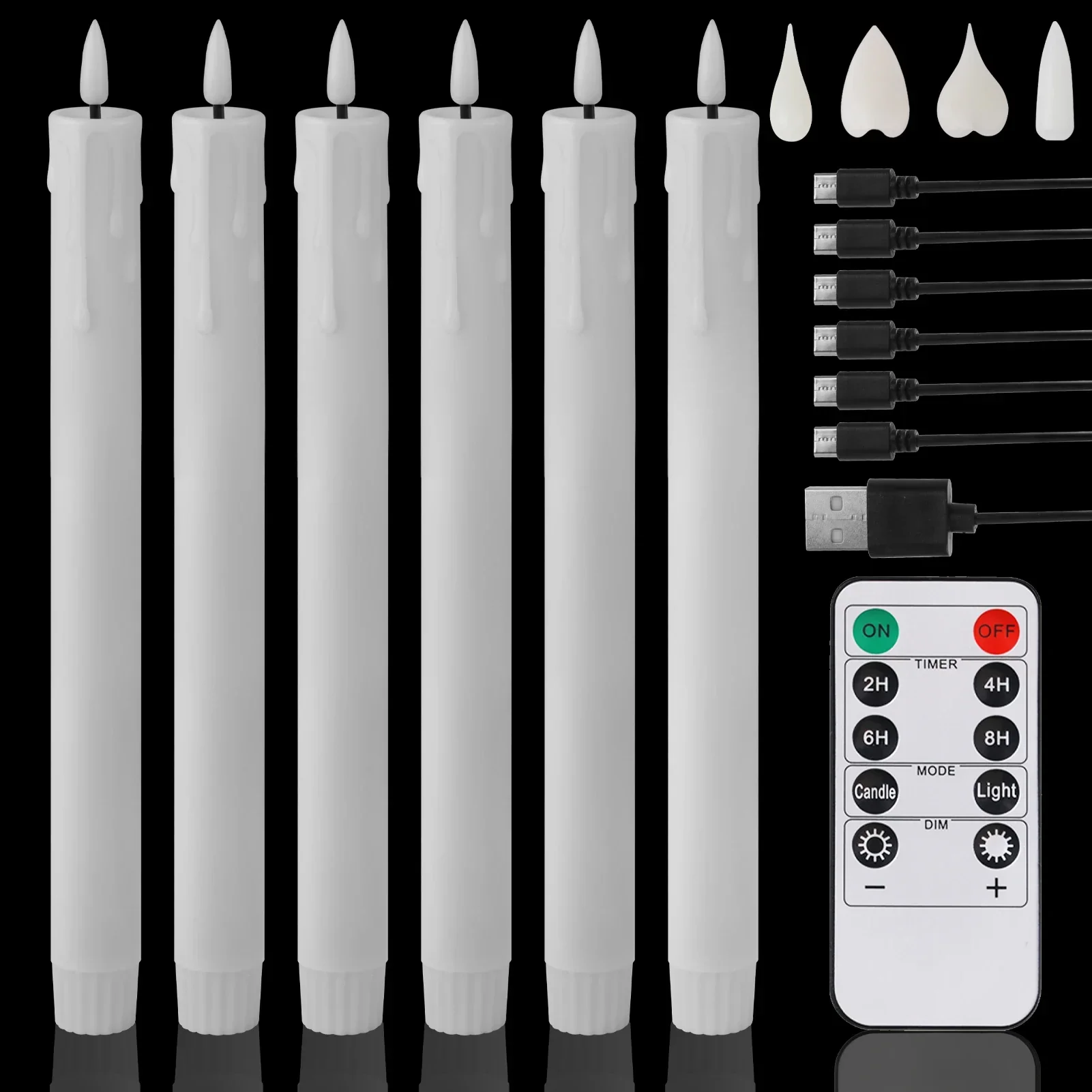 Flameless LED Taper Candles with Remote Flickering Battery Operated Set - Image 19