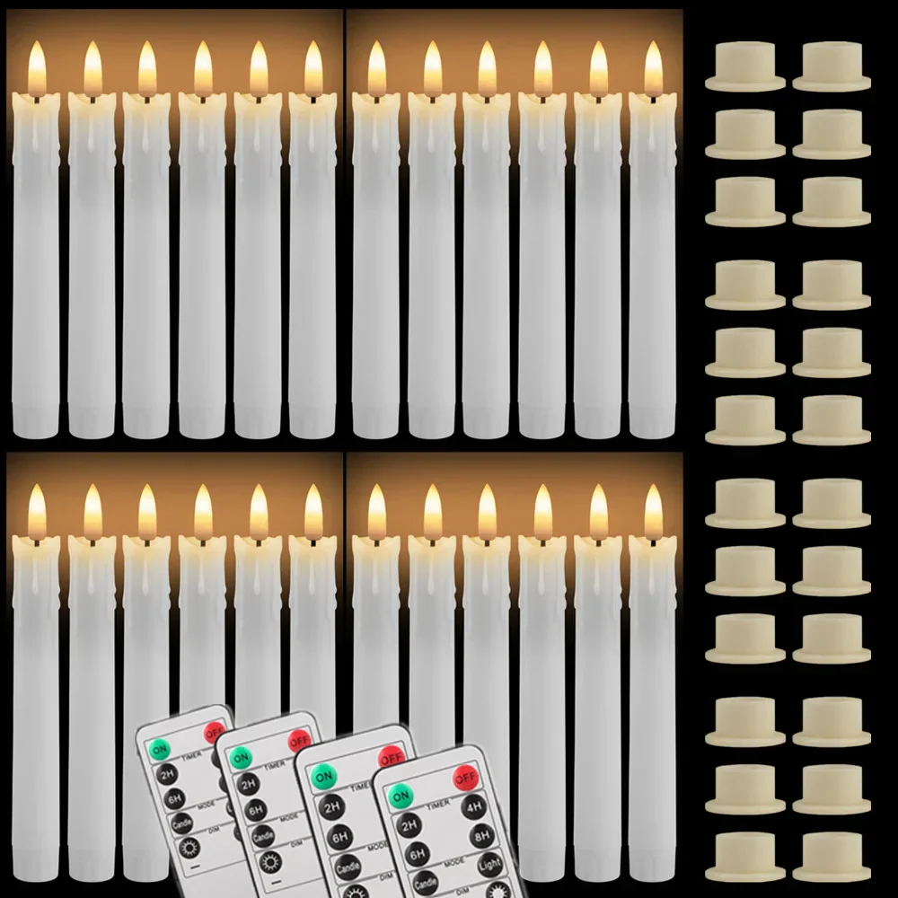 Flameless LED Taper Candles with Remote Flickering Battery Operated Set - Image 2