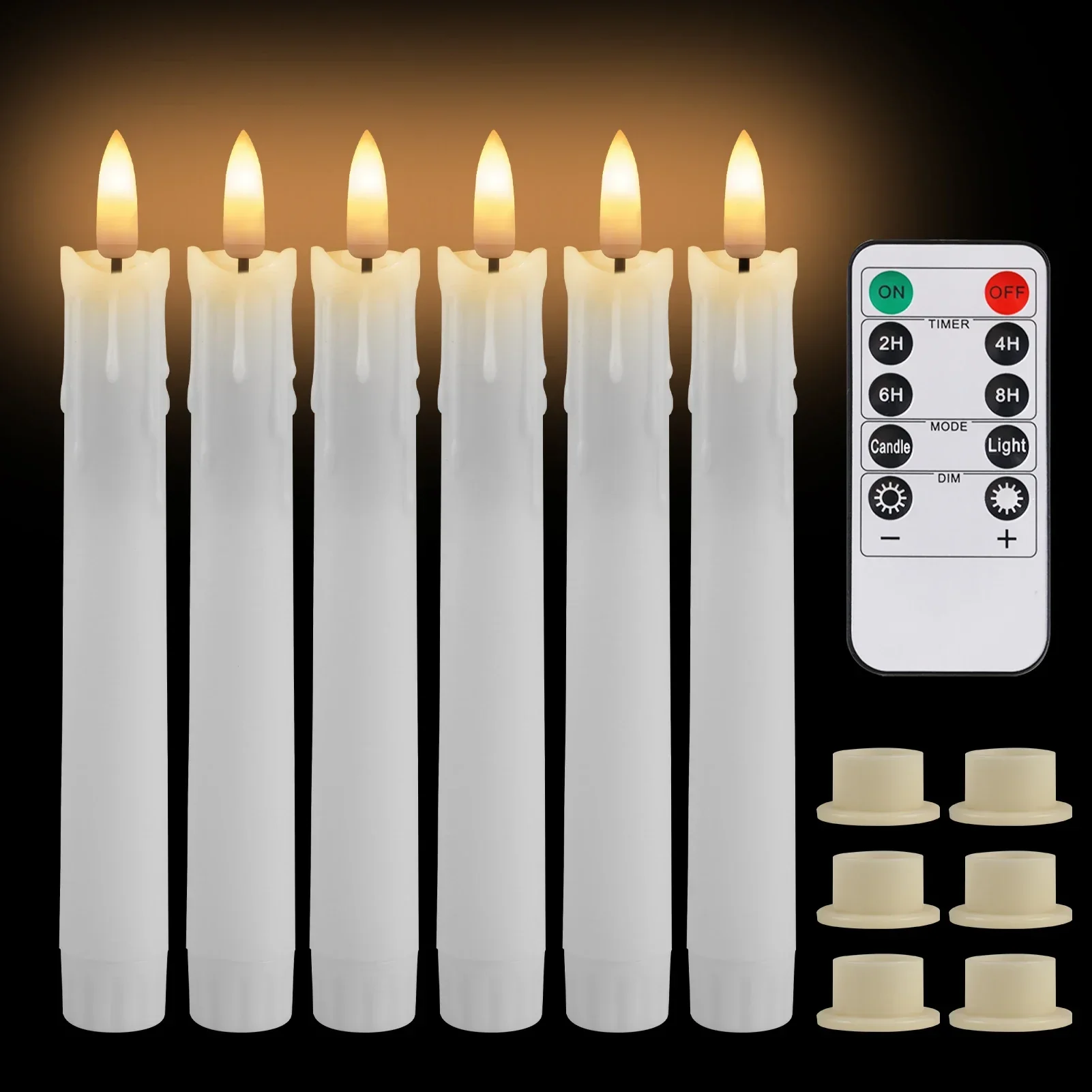 Flameless LED Taper Candles with Remote Flickering Battery Operated Set - Image 21