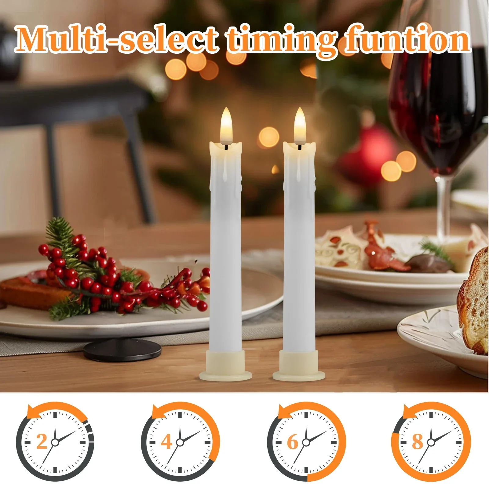 Flameless LED Taper Candles with Remote Flickering Battery Operated Set - Image 5