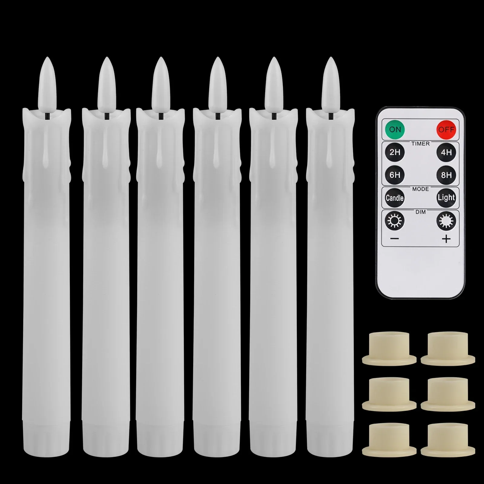 Flameless LED Taper Candles with Remote Flickering Battery Operated Set - Image 6