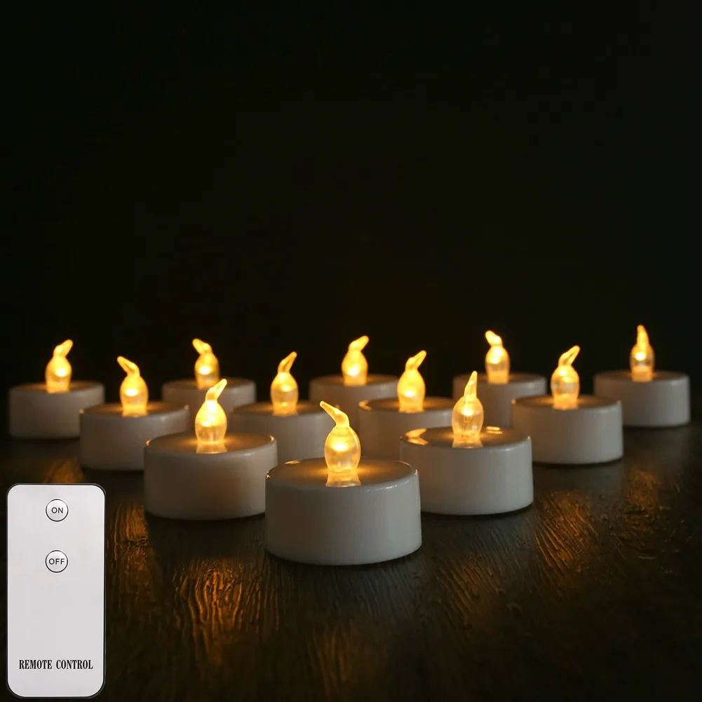 Flameless LED Tea Light Candles Remote Battery Operated Flickering 12 24 Pack - Image 10