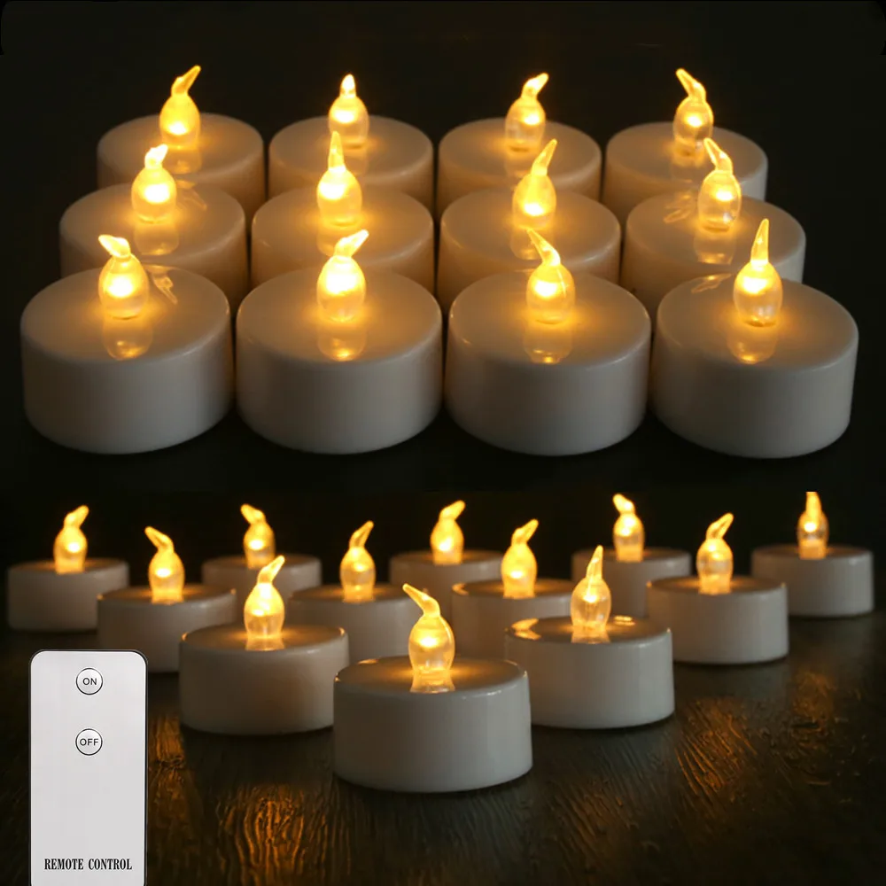 Flameless LED Tea Light Candles Remote Battery Operated Flickering 12 24 Pack - Image 11