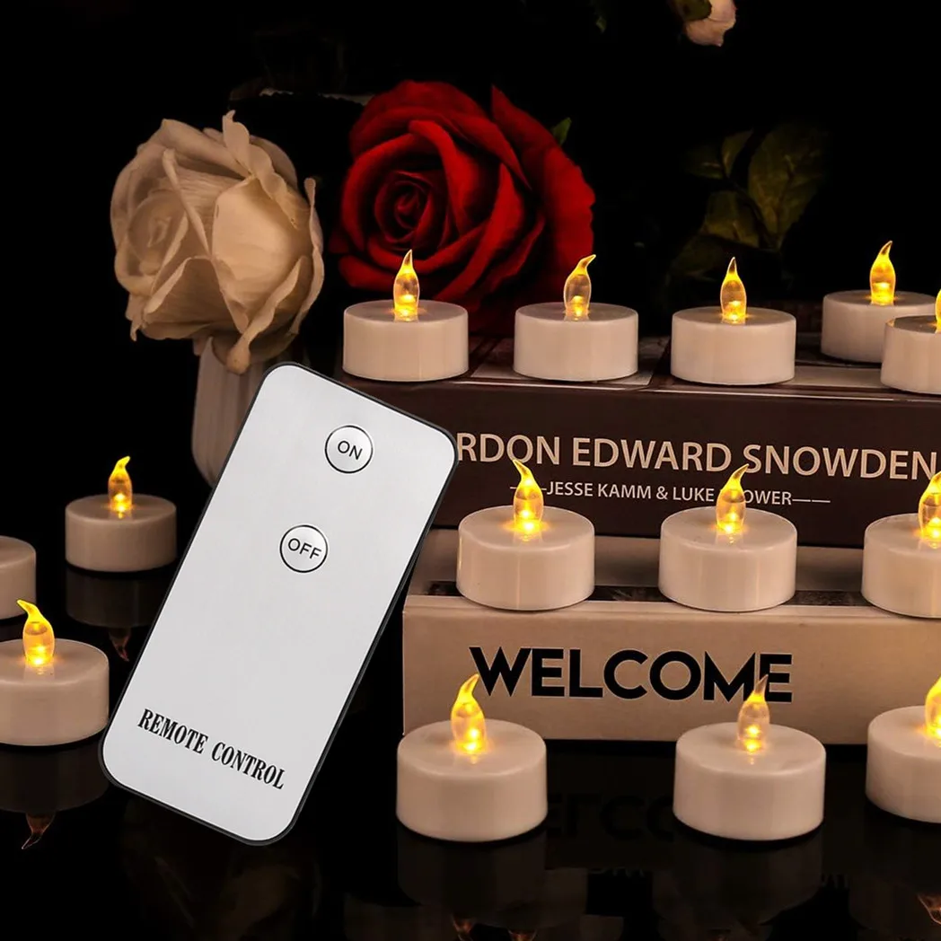 Flameless LED Tea Light Candles Remote Battery Operated Flickering 12 24 Pack - Image 2