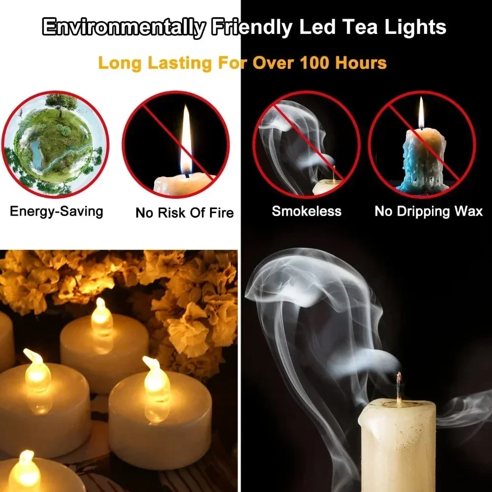 Flameless LED Tea Light Candles Remote Battery Operated Flickering 12 24 Pack - Image 3