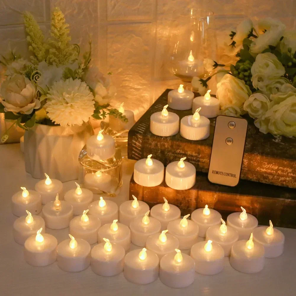 Flameless LED Tea Light Candles Remote Battery Operated Flickering 12 24 Pack - Image 5