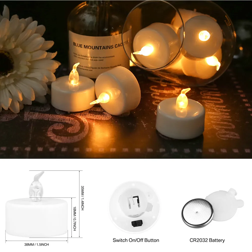 Flameless LED Tea Light Candles Remote Battery Operated Flickering 12 24 Pack - Image 6