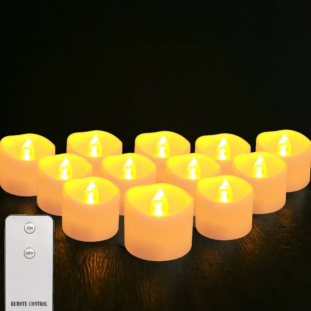Flameless LED Tea Light Candles Remote Battery Operated Flickering 12 24 Pack - Image 8
