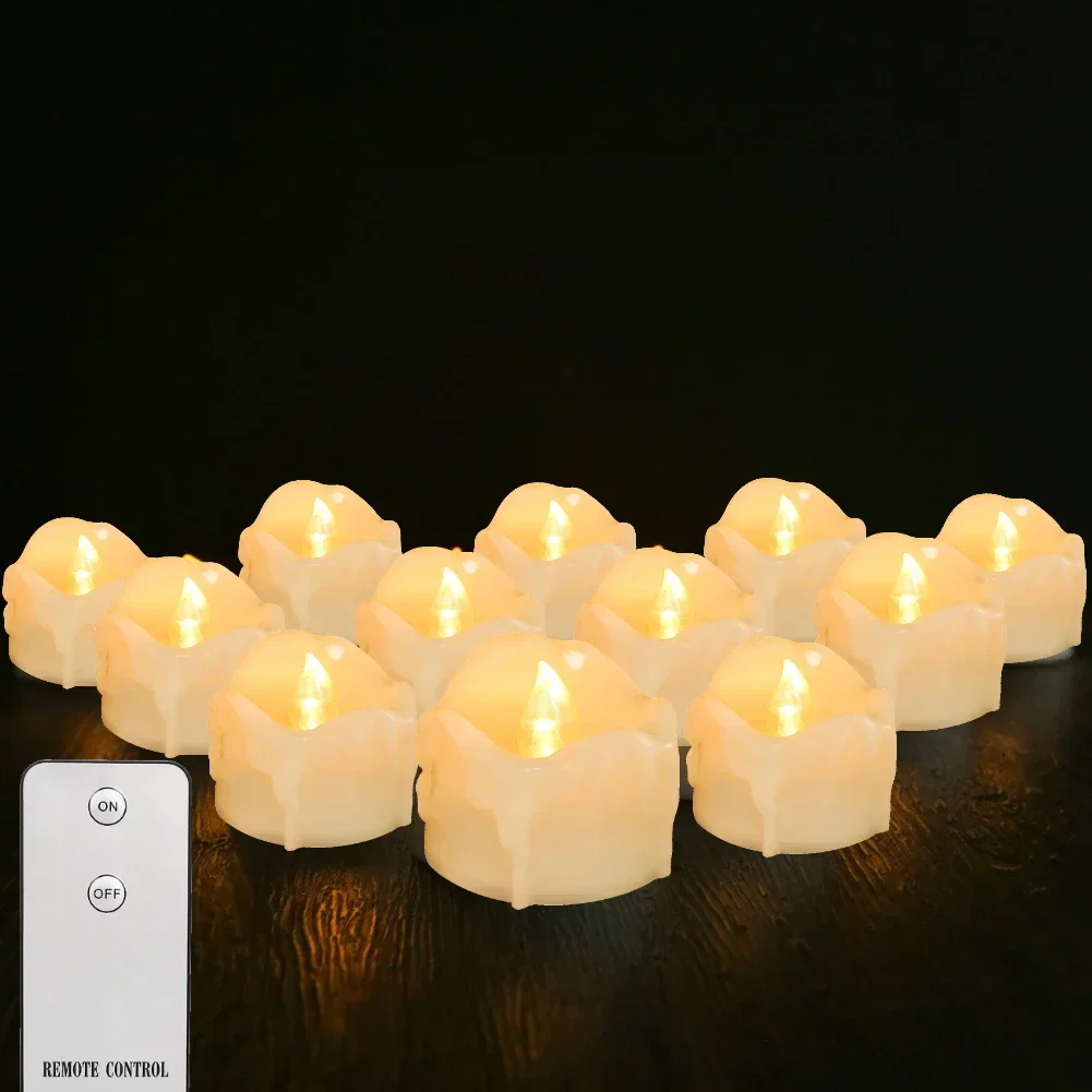 Flameless LED Tea Light Candles Remote Battery Operated Flickering 12 24 Pack - Image 9