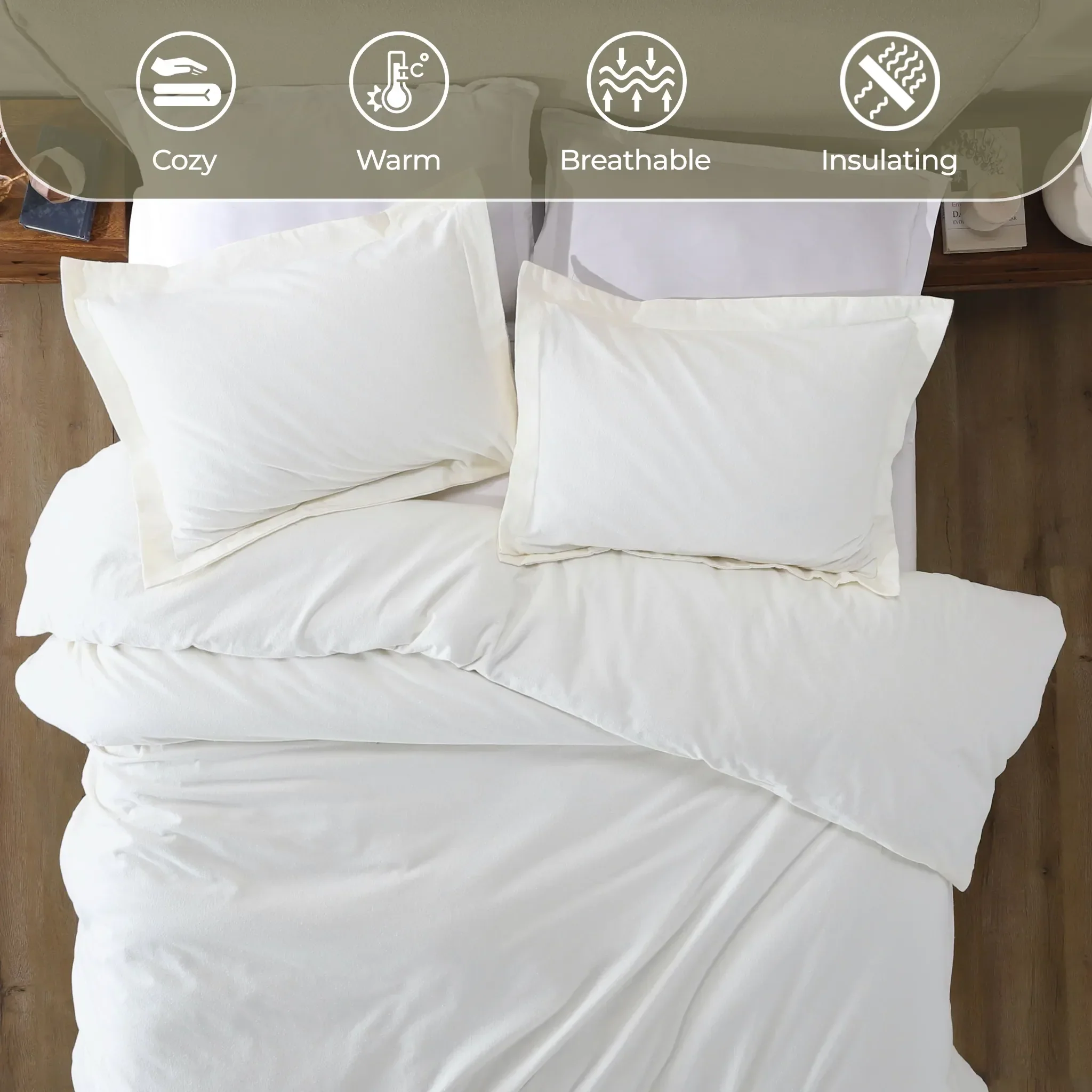 Flannel Cotton Modern Solid Fuzzy Duvet Cover Set With Pillow Shams - Image 12