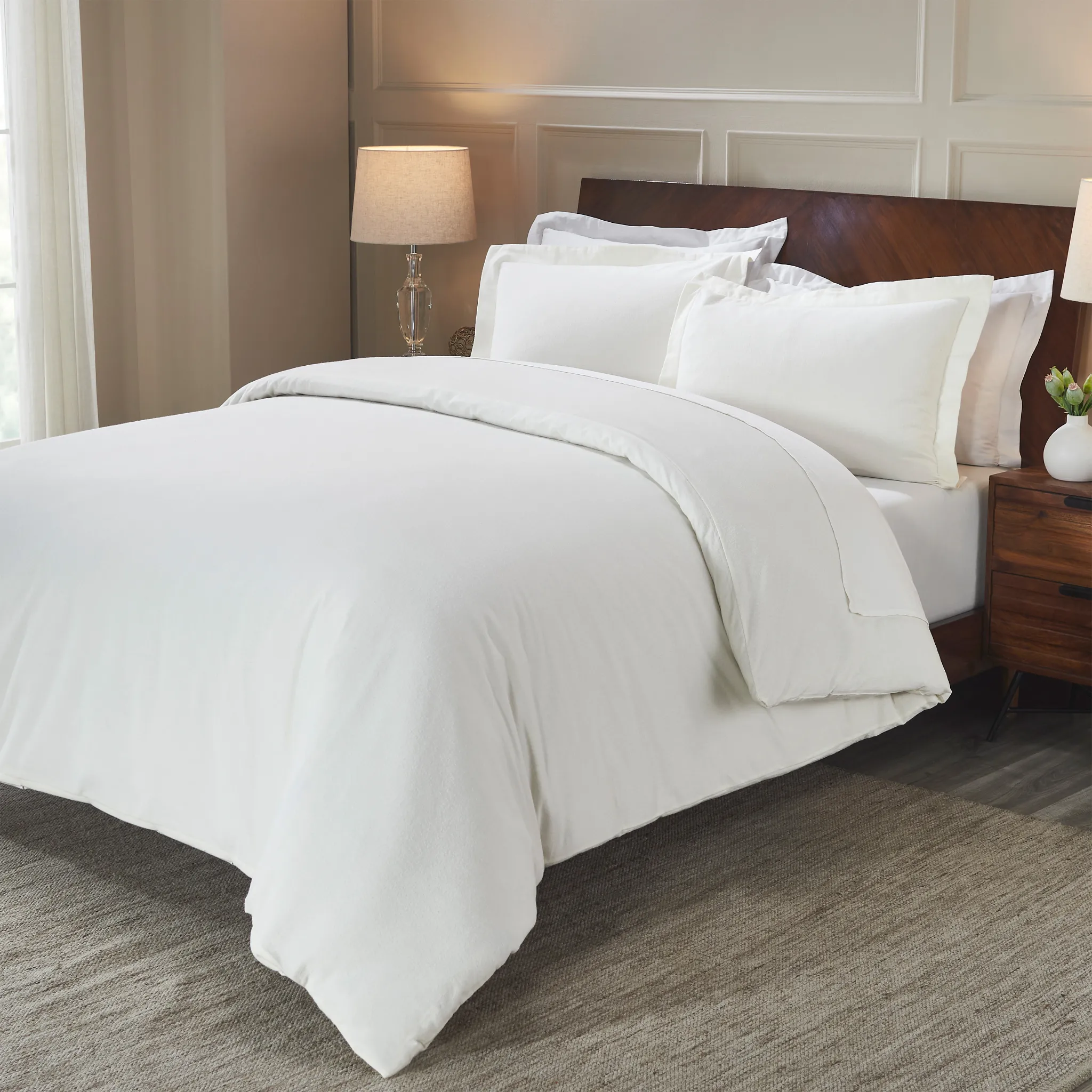 Flannel Cotton Modern Solid Fuzzy Duvet Cover Set With Pillow Shams - Image 17