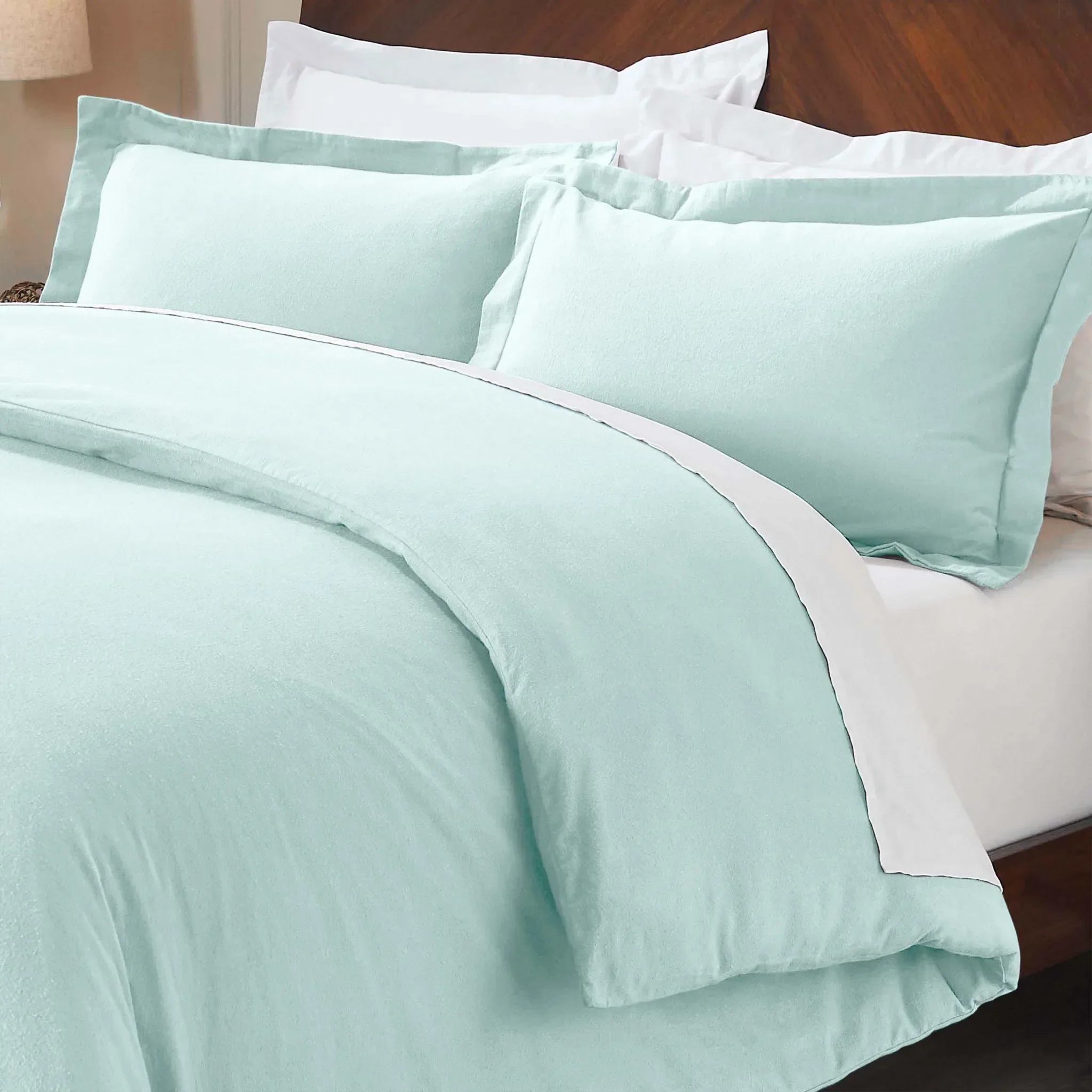 Flannel Cotton Modern Solid Fuzzy Duvet Cover Set With Pillow Shams - Image 18