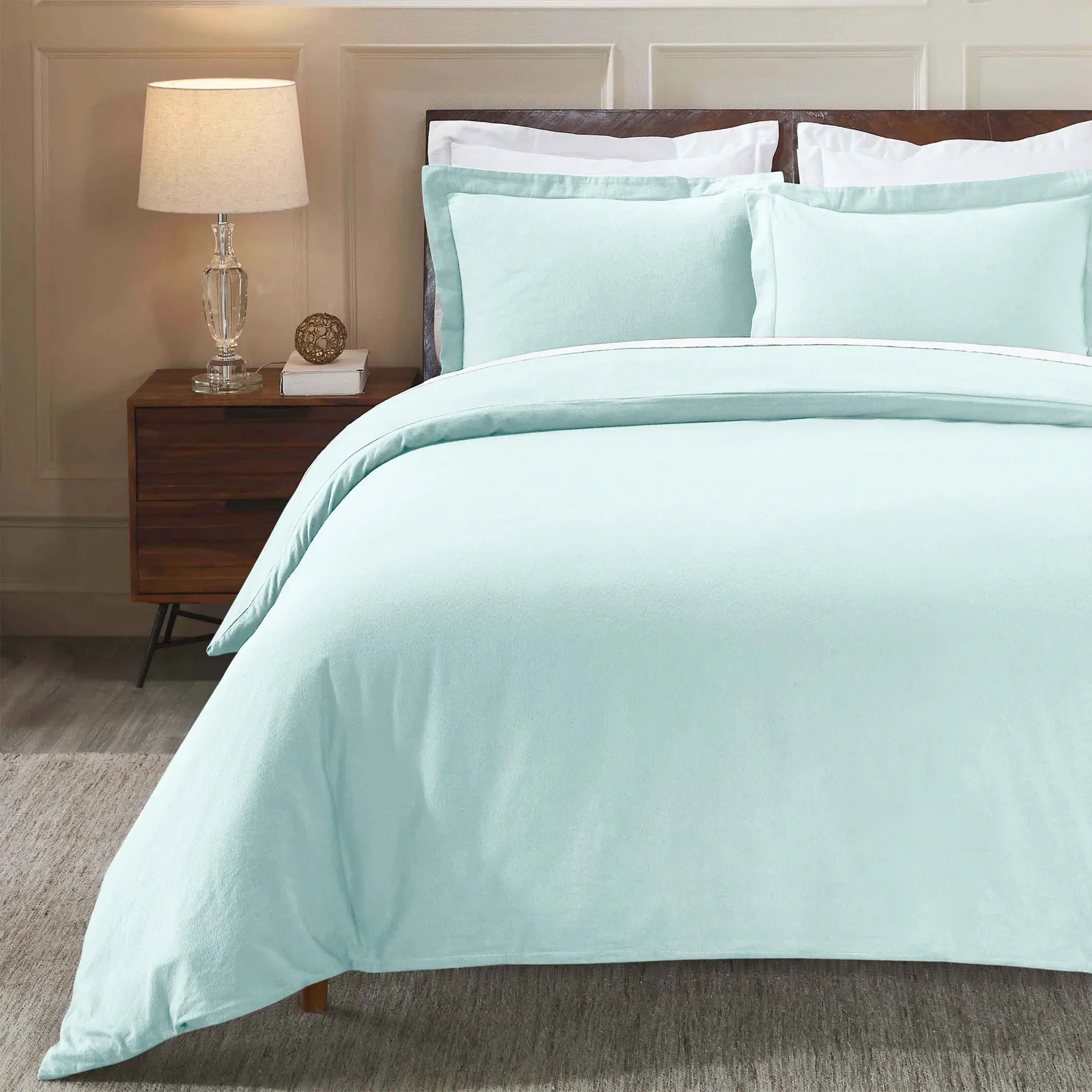 Flannel Cotton Modern Solid Fuzzy Duvet Cover Set With Pillow Shams - Image 25