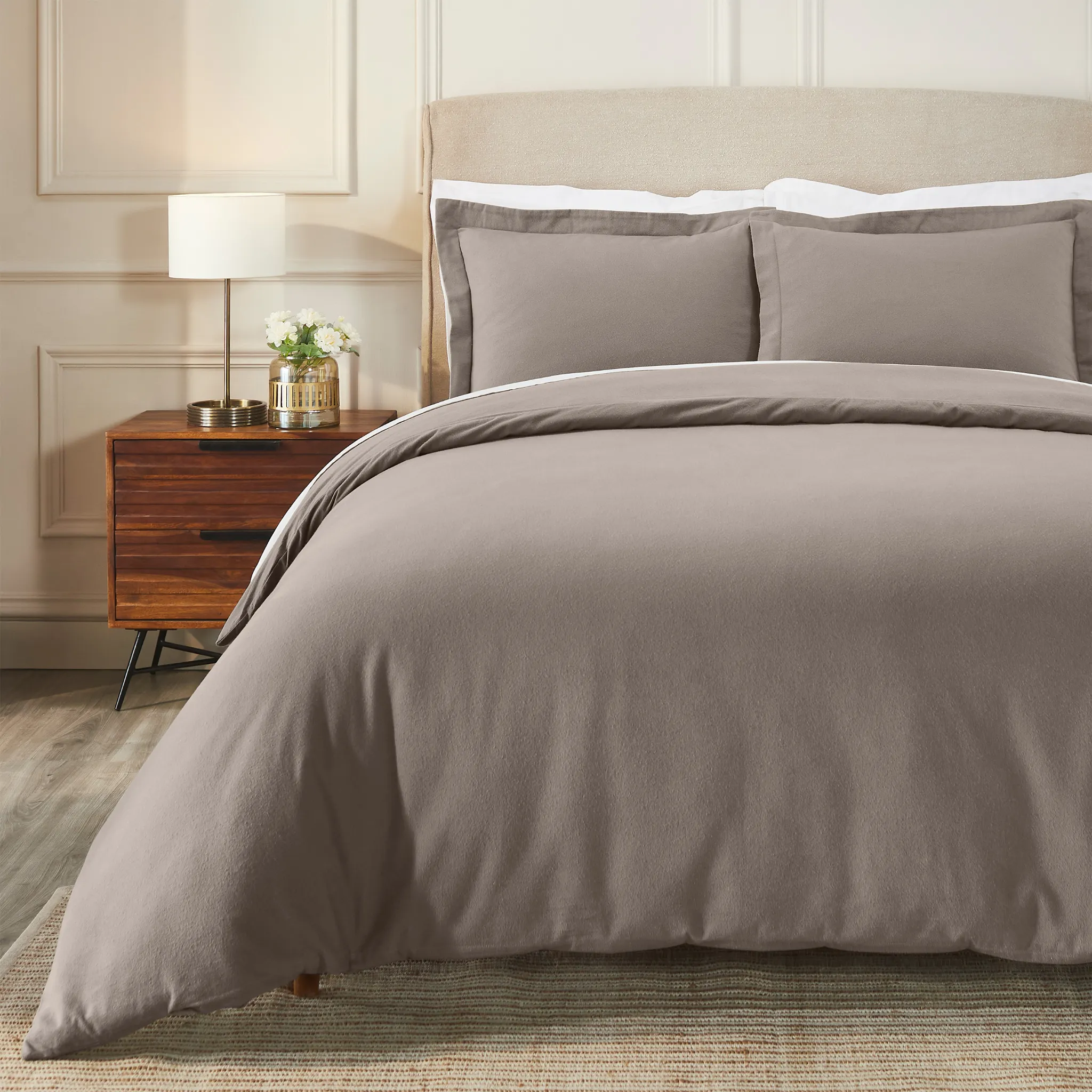 Flannel Cotton Modern Solid Fuzzy Duvet Cover Set With Pillow Shams - Image 34
