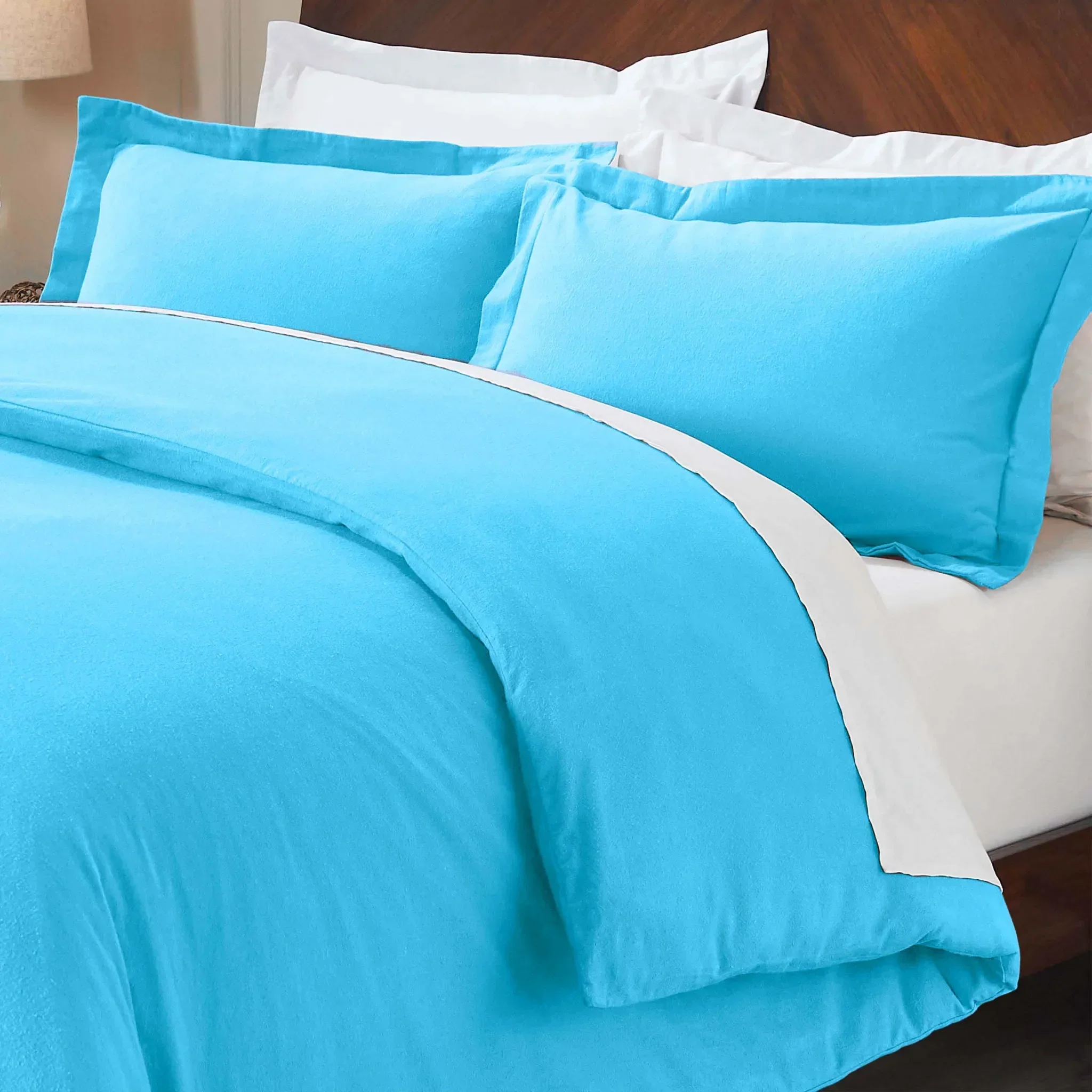 Flannel Cotton Modern Solid Fuzzy Duvet Cover Set With Pillow Shams - Image 36