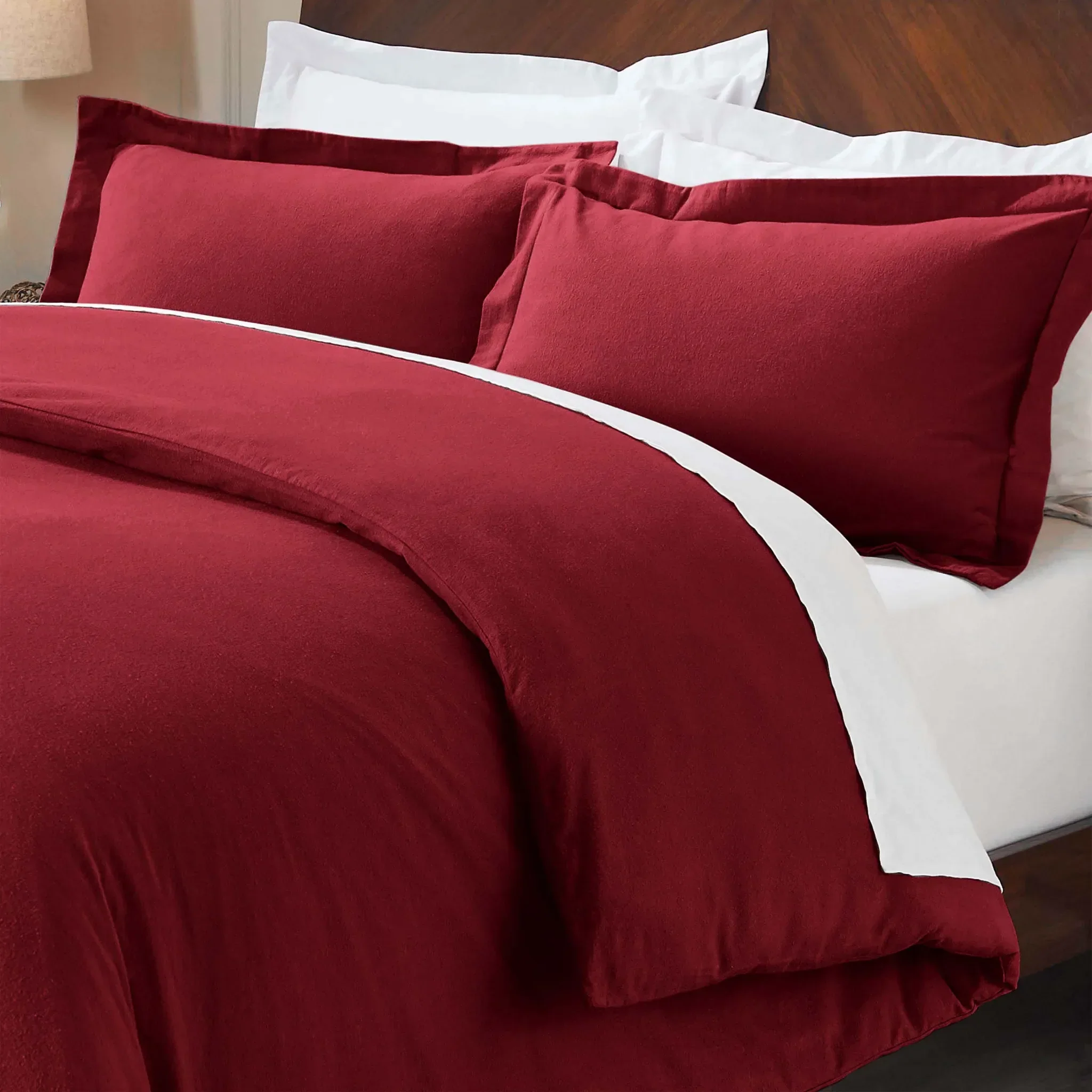 Flannel Cotton Modern Solid Fuzzy Duvet Cover Set With Pillow Shams - Image 45