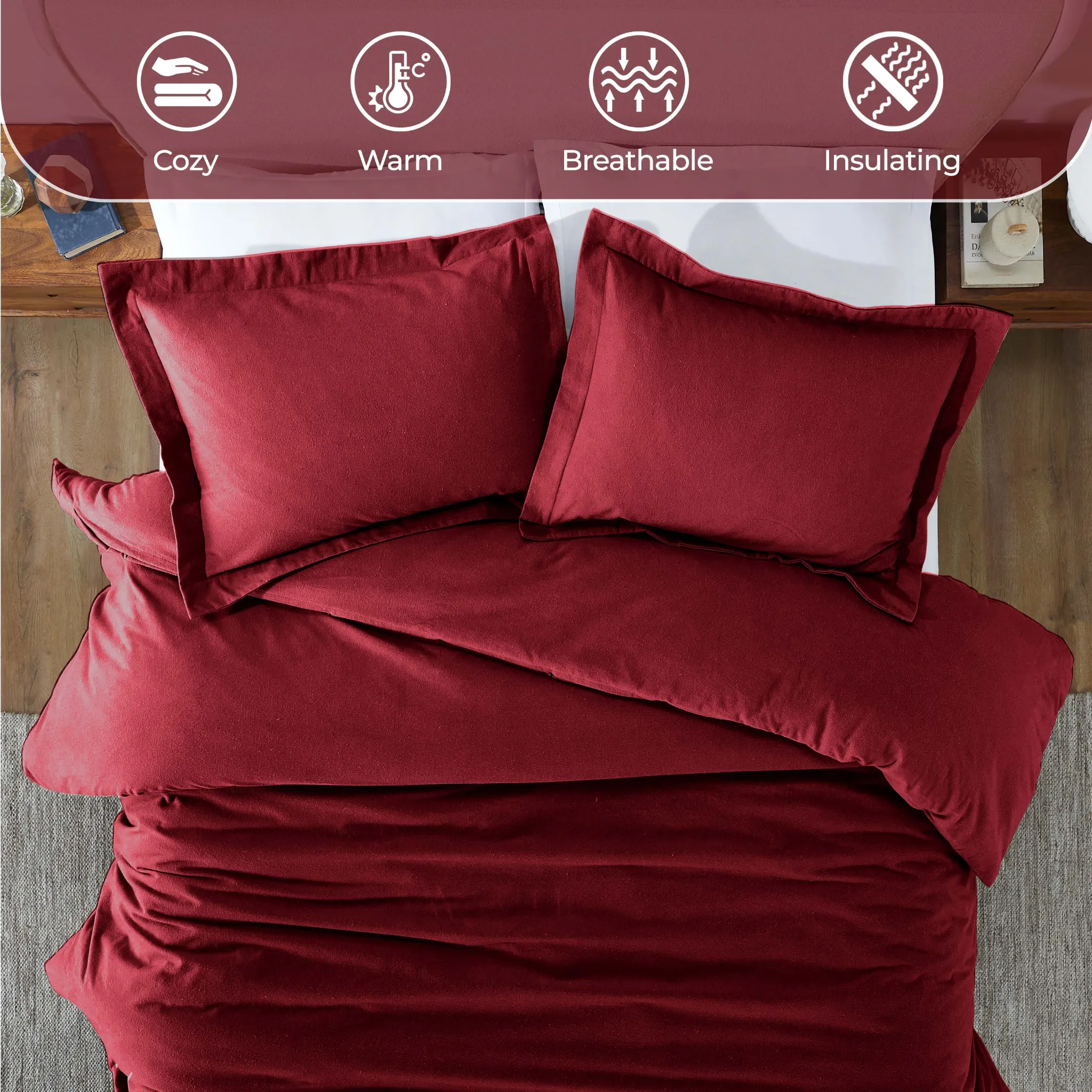 Flannel Cotton Modern Solid Fuzzy Duvet Cover Set With Pillow Shams - Image 47