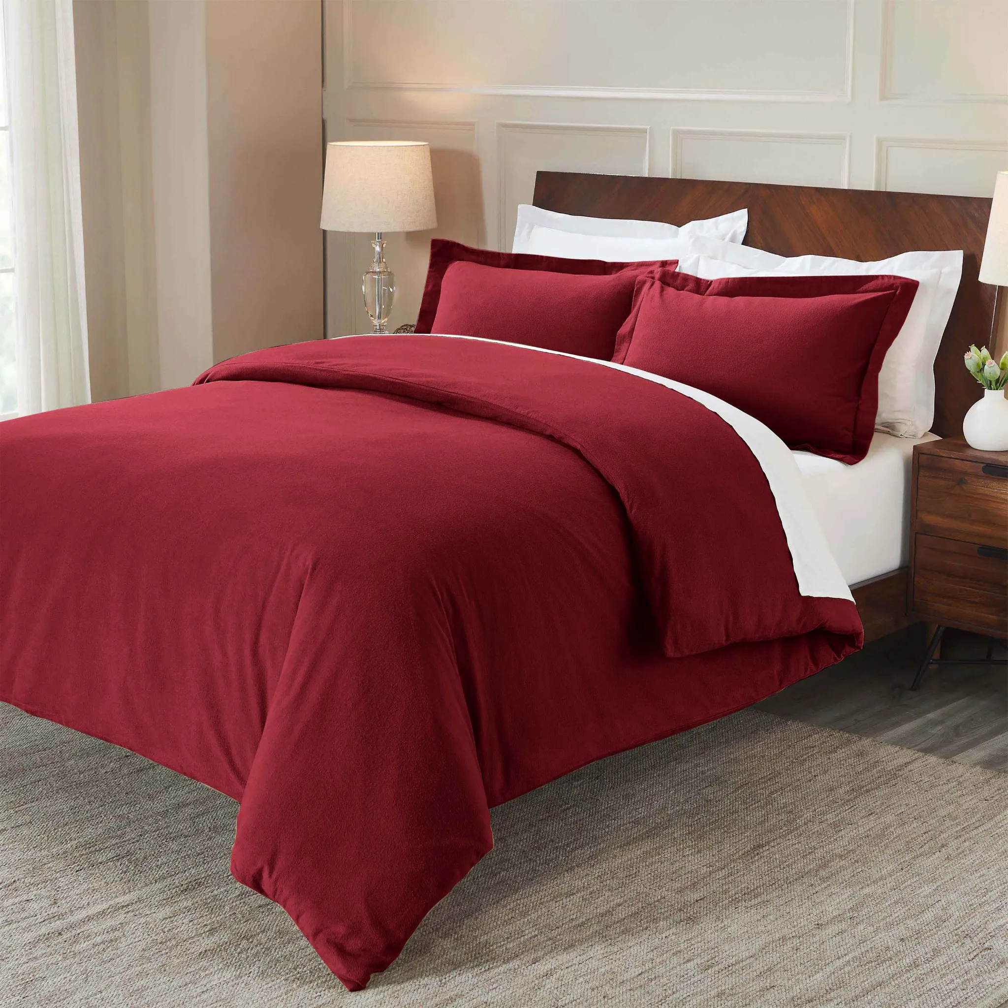 Flannel Cotton Modern Solid Fuzzy Duvet Cover Set With Pillow Shams - Image 53