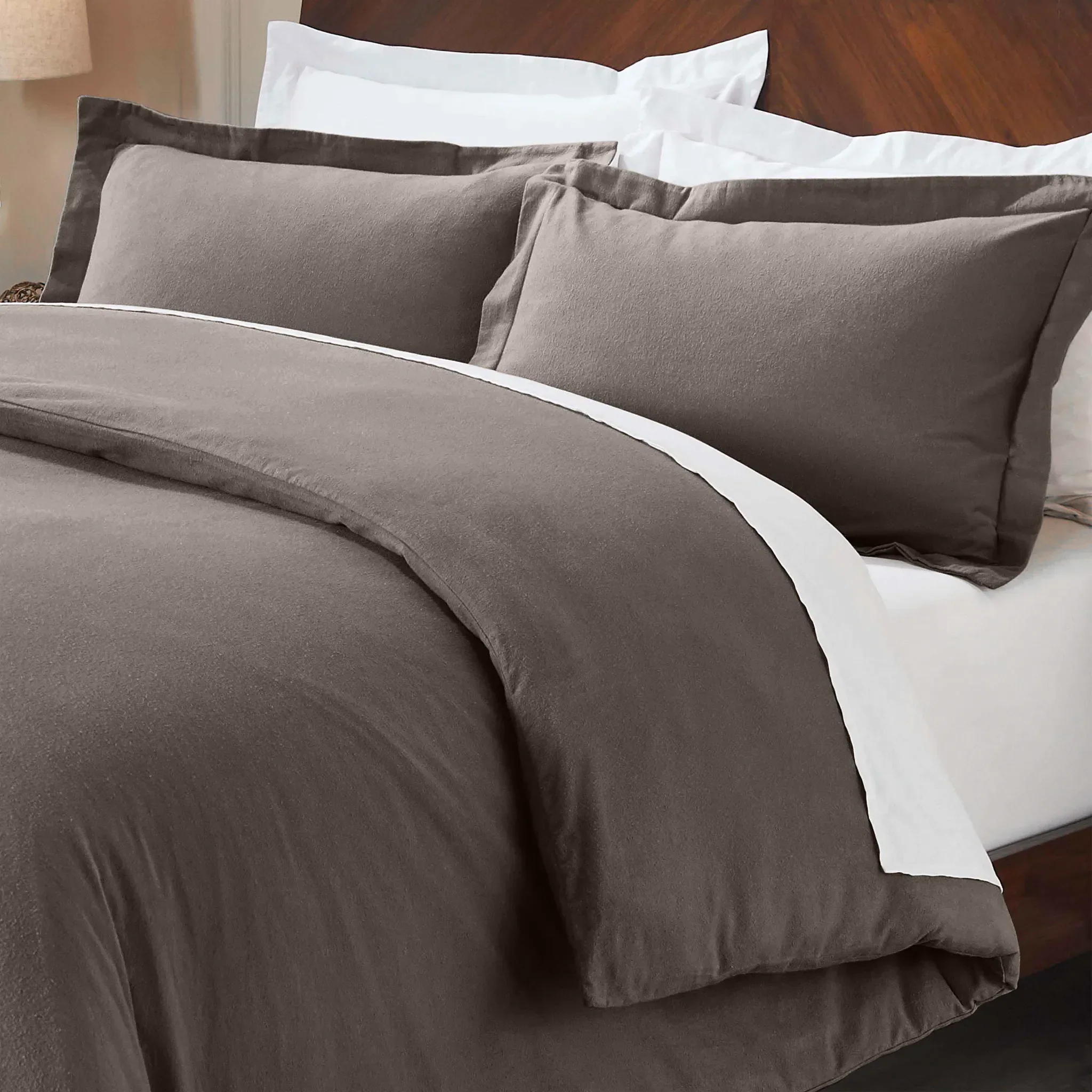 Flannel Cotton Modern Solid Fuzzy Duvet Cover Set With Pillow Shams - Image 54