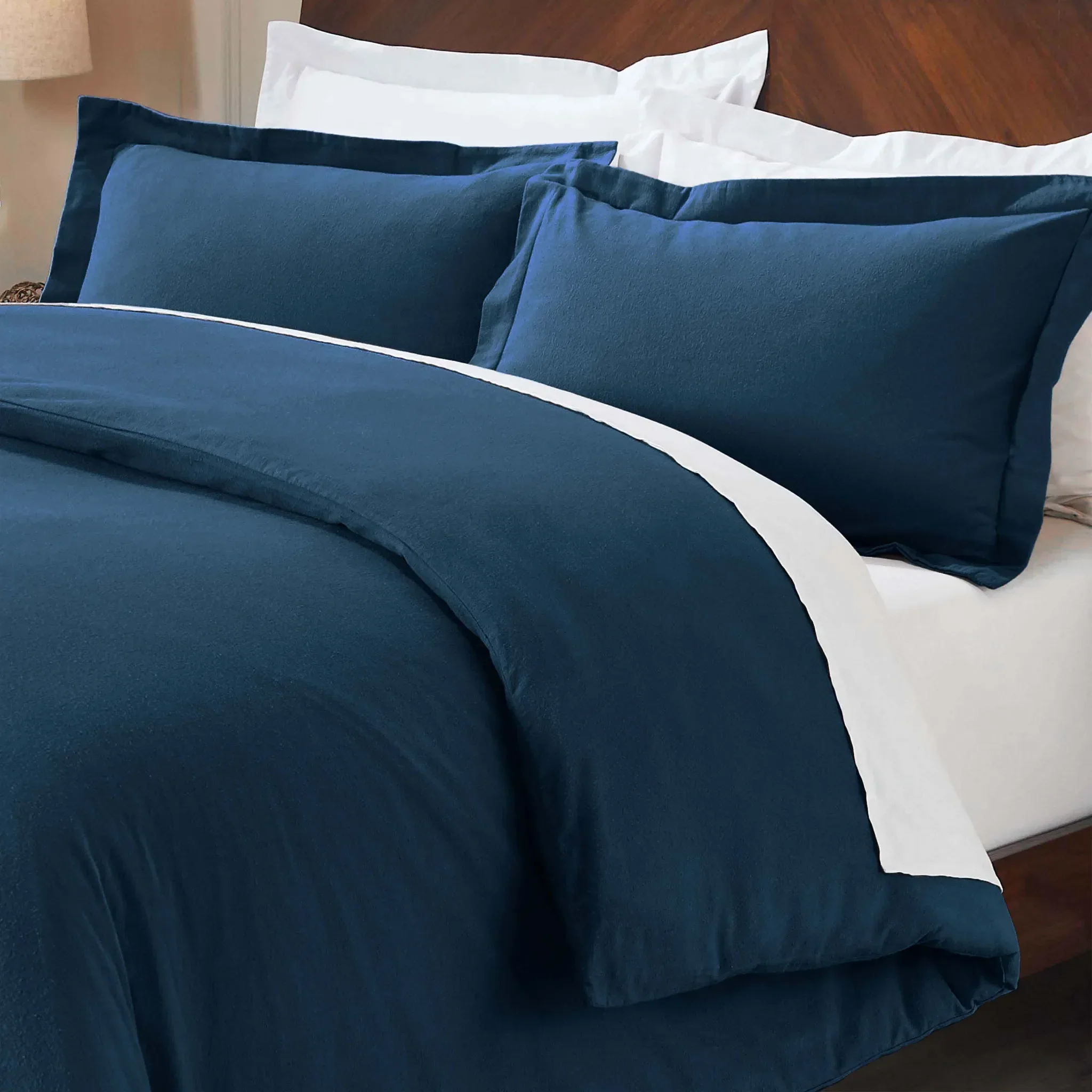 Flannel Cotton Modern Solid Fuzzy Duvet Cover Set With Pillow Shams - Image 63