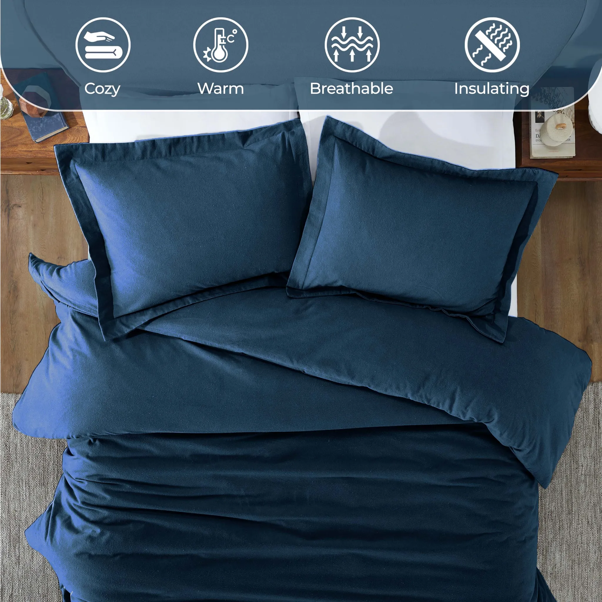 Flannel Cotton Modern Solid Fuzzy Duvet Cover Set With Pillow Shams - Image 65