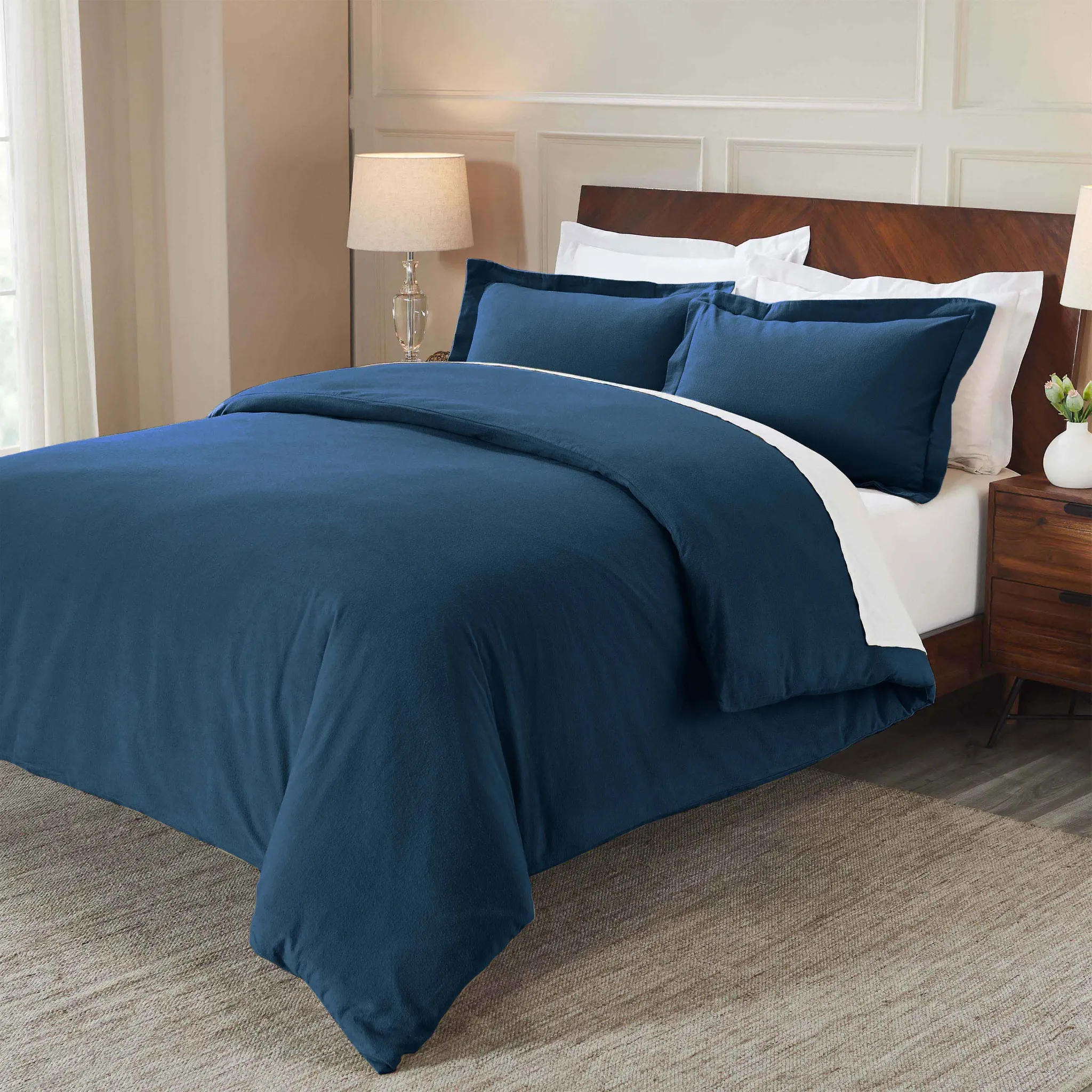 Flannel Cotton Modern Solid Fuzzy Duvet Cover Set With Pillow Shams - Image 71