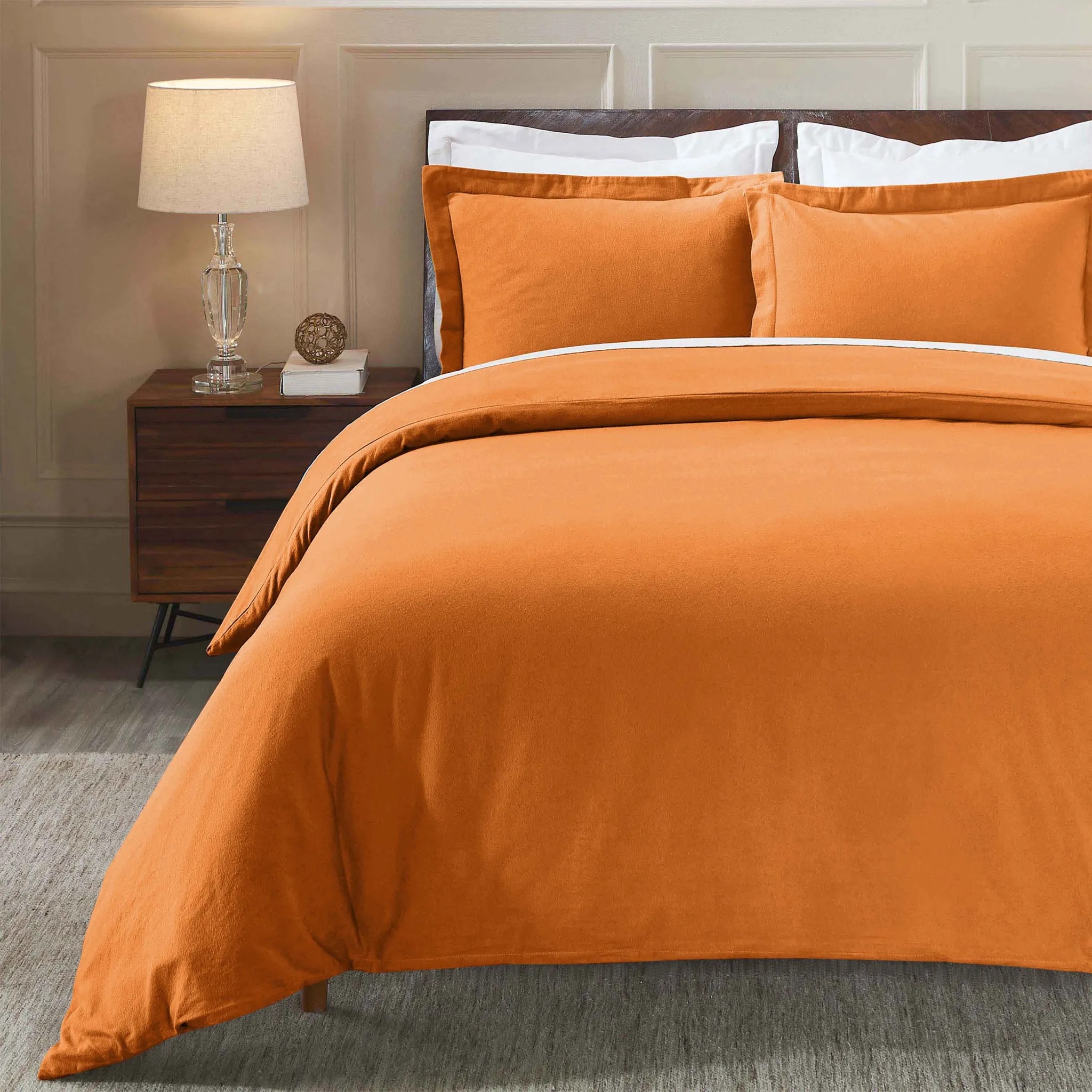 Flannel Cotton Modern Solid Fuzzy Duvet Cover Set With Pillow Shams - Image 78